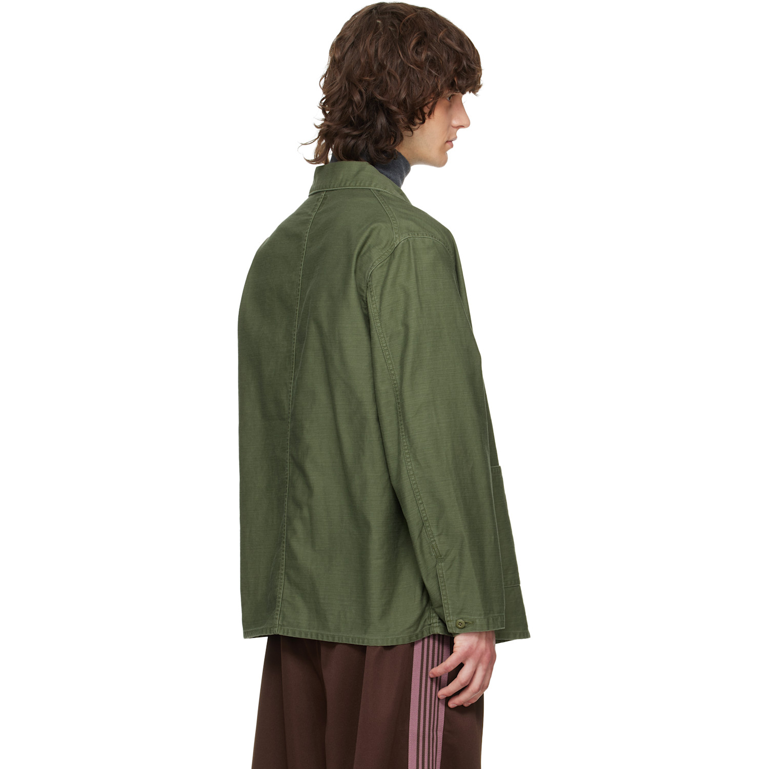  Needles Khaki Coverall Reversed Sateen Shirt 