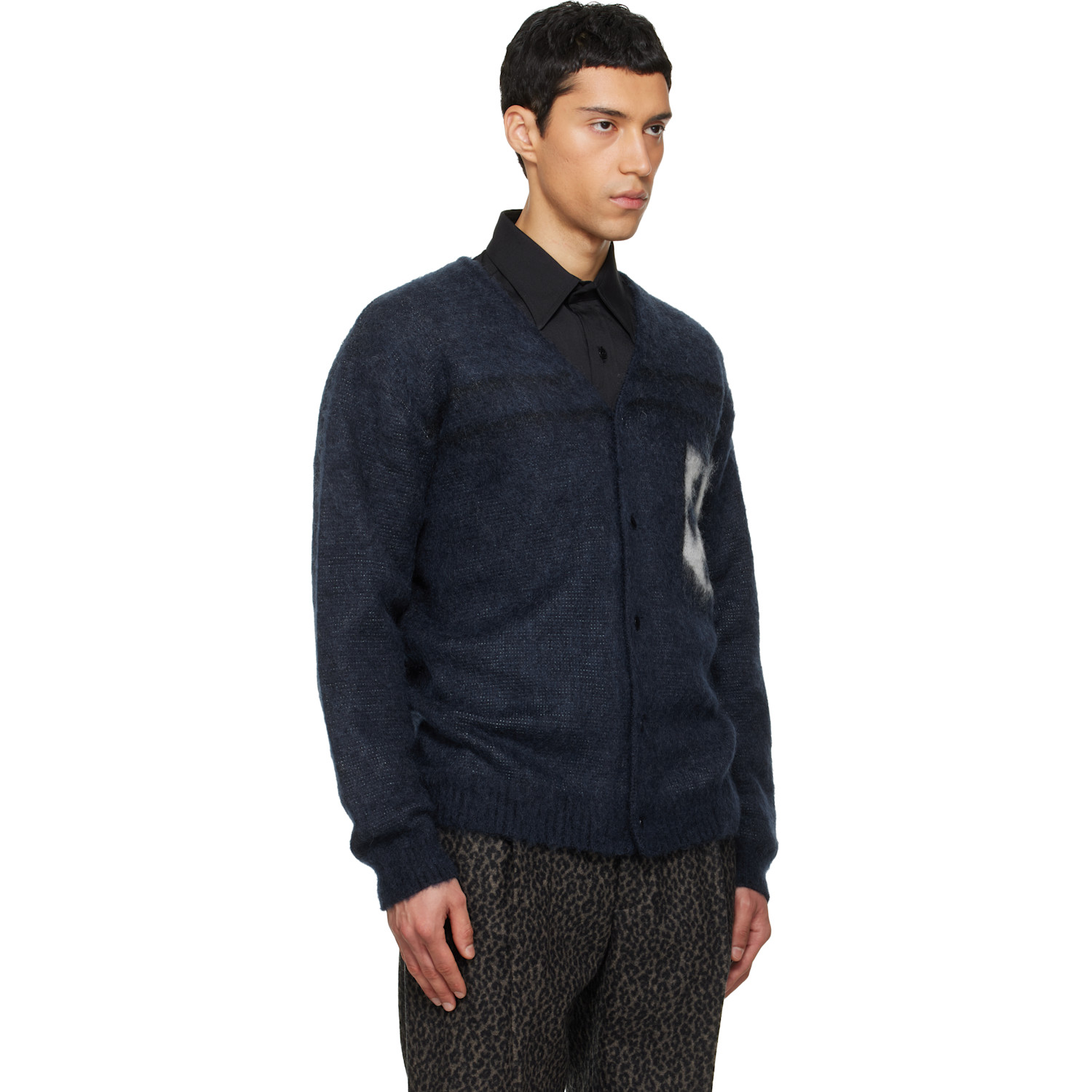  Needles Navy Mohair Emblem Cardigan 