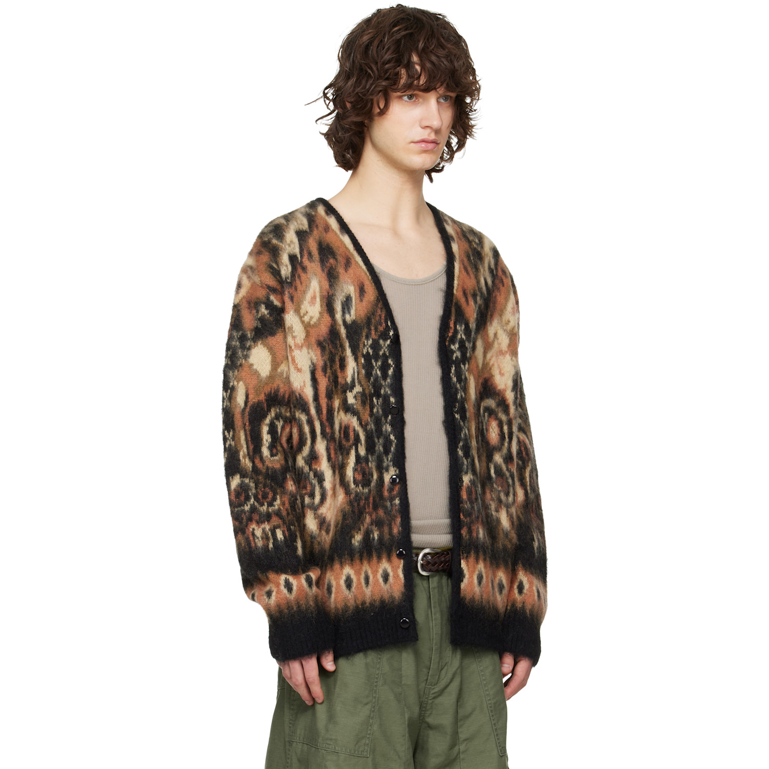  Needles Black & Brown Mohair Paisley Cardigan 