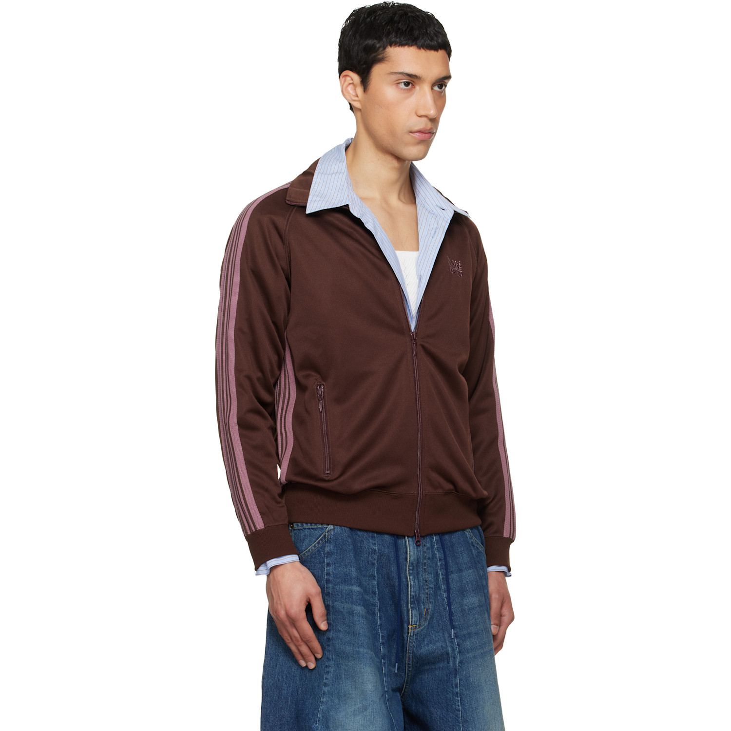  Needles Brown Poly Smooth Track Jacket 