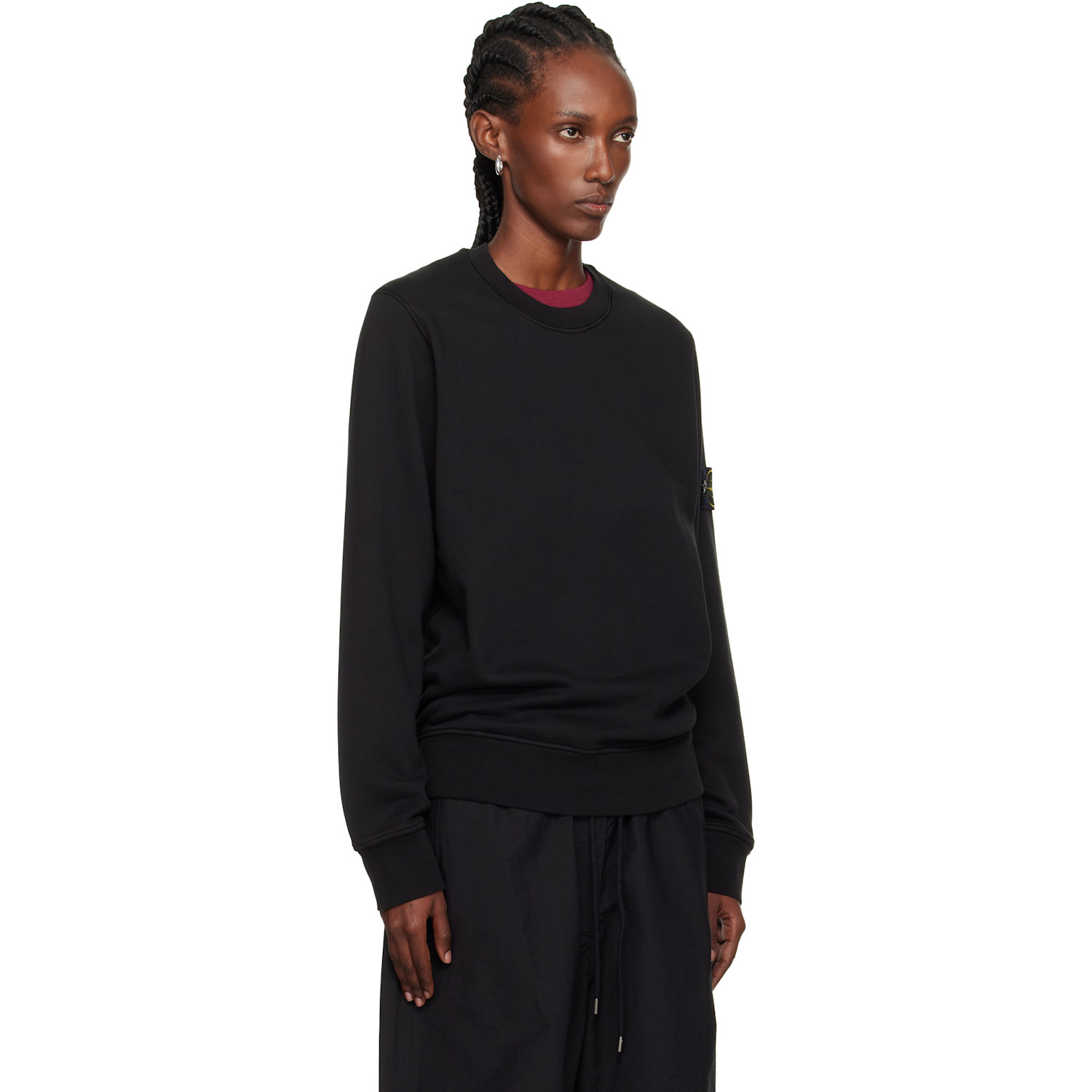  Stone Island Black 6100060 Organic Cotton Fleece Sweatshirt 