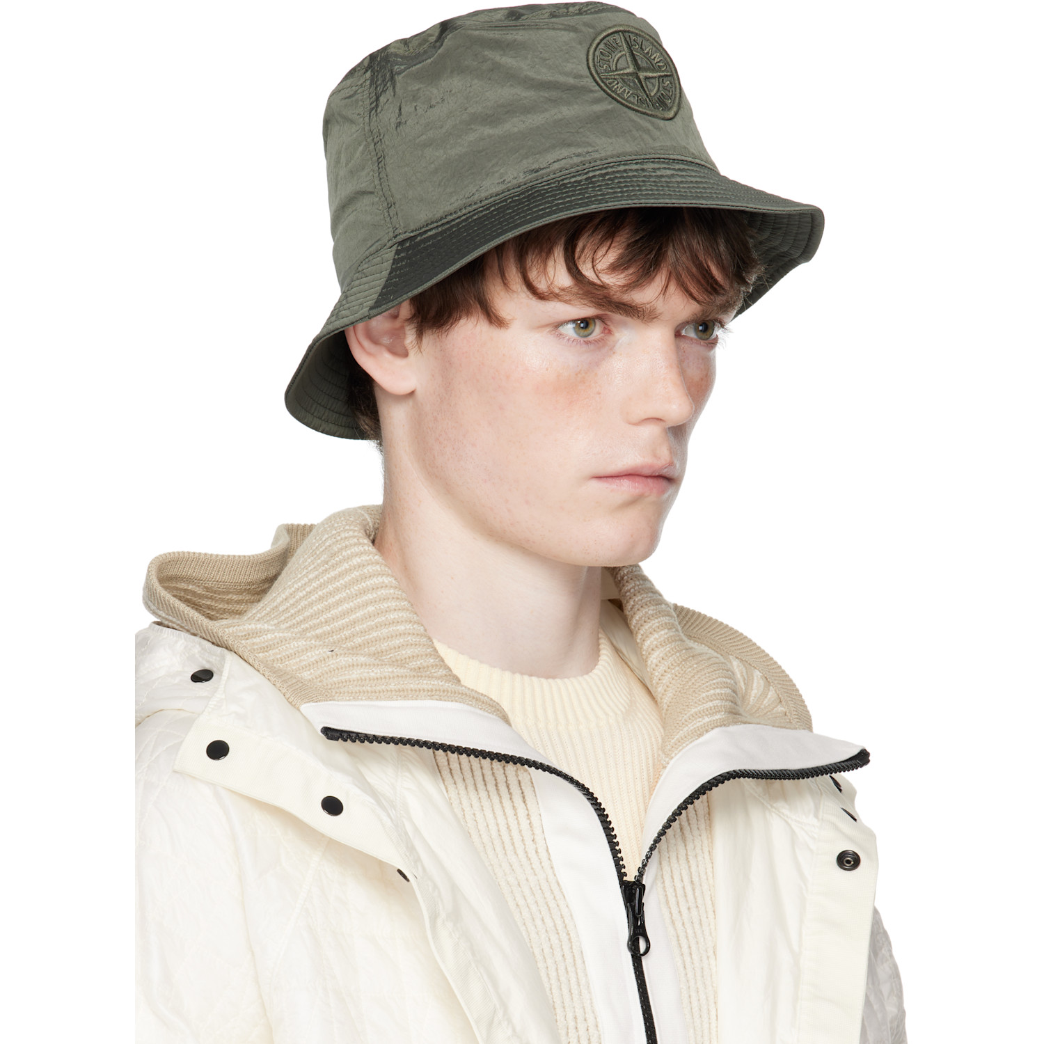  Stone Island Khaki 9100012 Nylon Metal Econyl Bucket Hat 