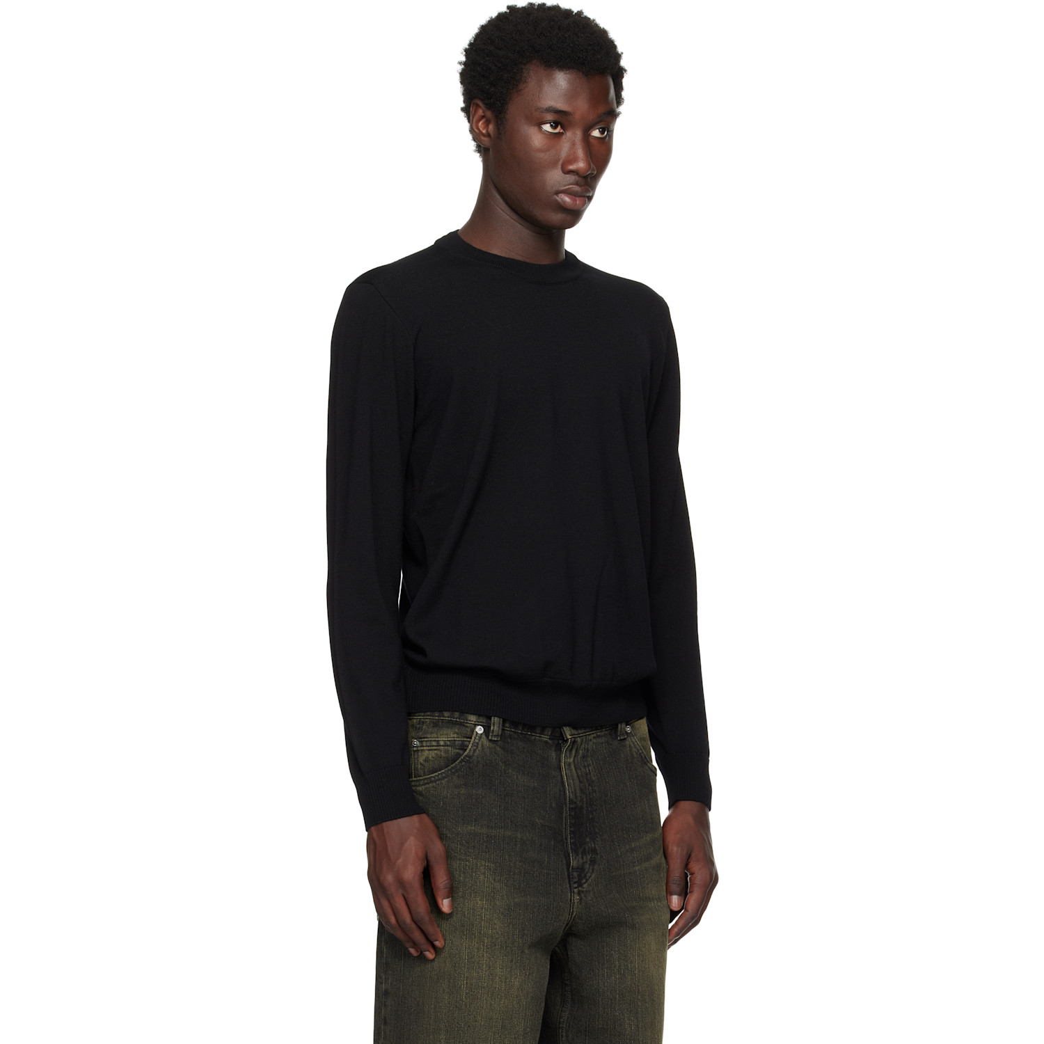  Stone Island Black 5100045 Light Rws Geelong Wool Sweatshirt 