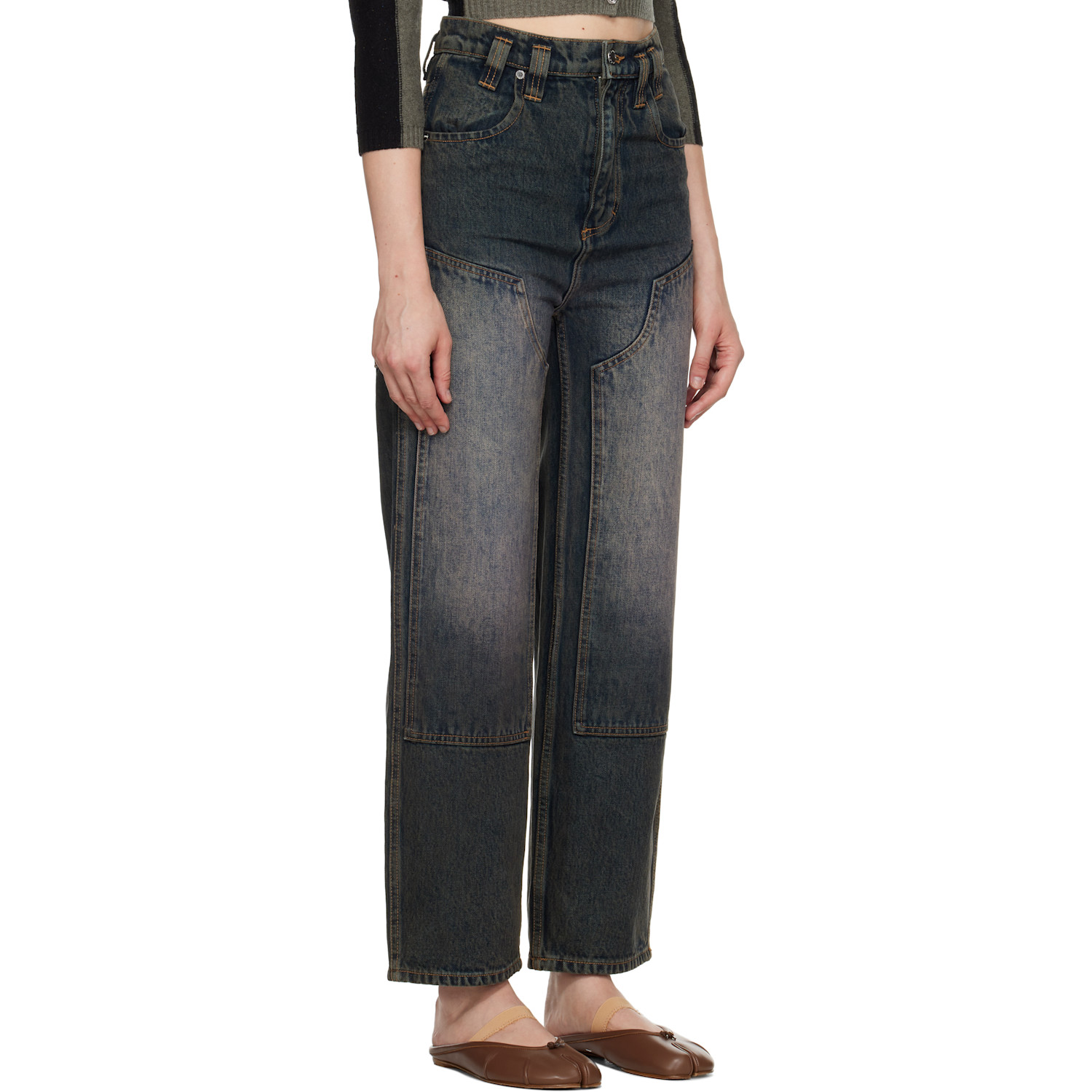  Eckhaus Latta Blue Double Knee Baggy Jeans 