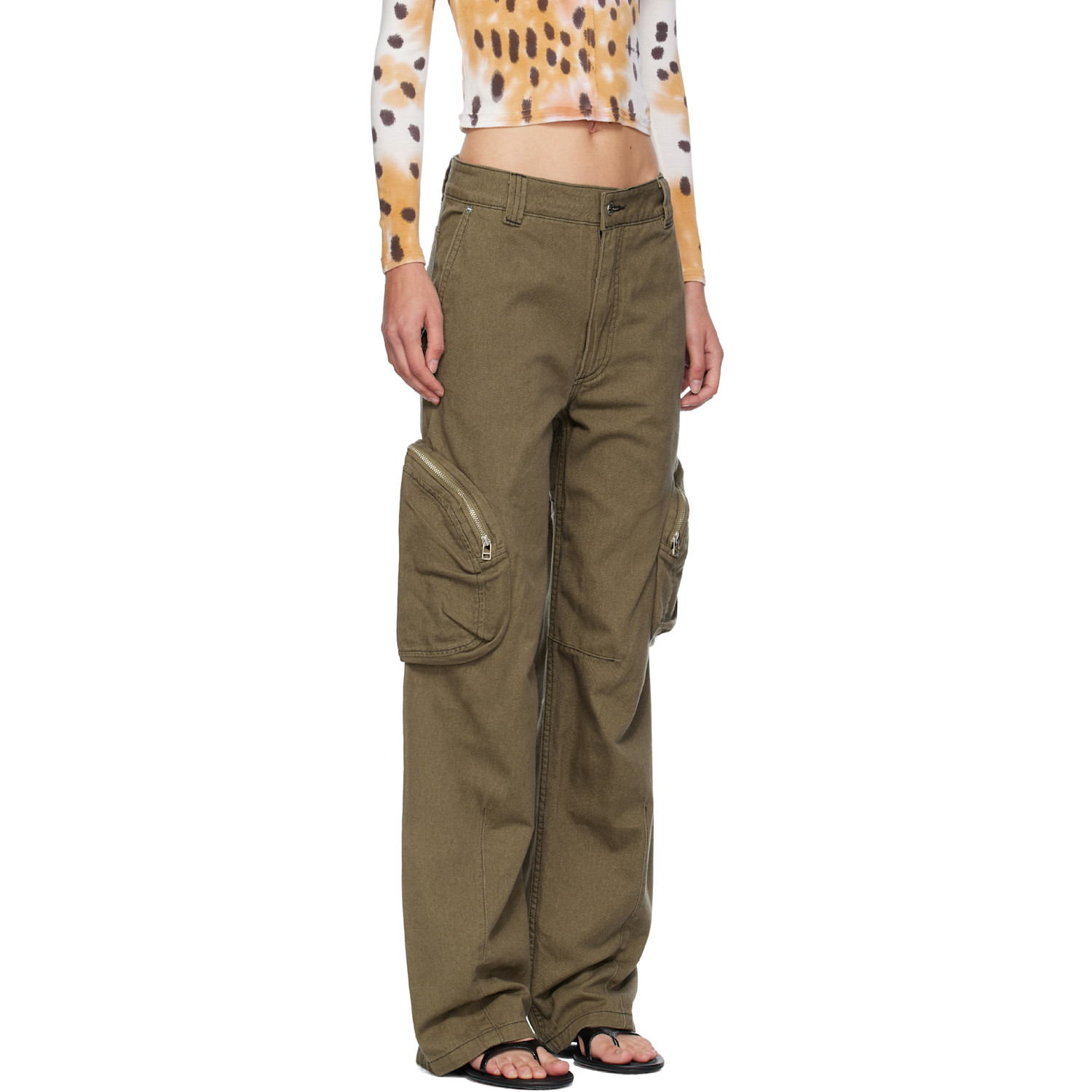  Eckhaus Latta Khaki Cargo Jeans 