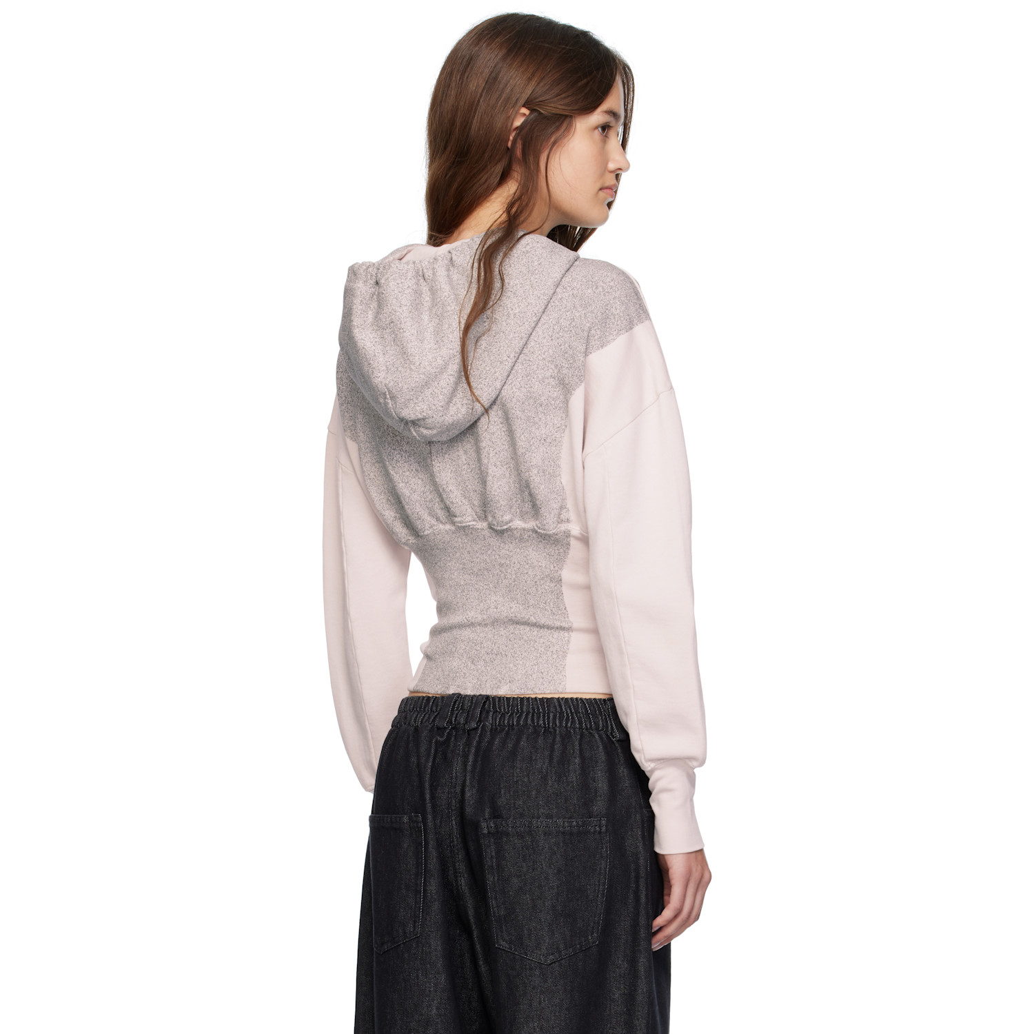  Eckhaus Latta White & Gray Snatched Hoodie 