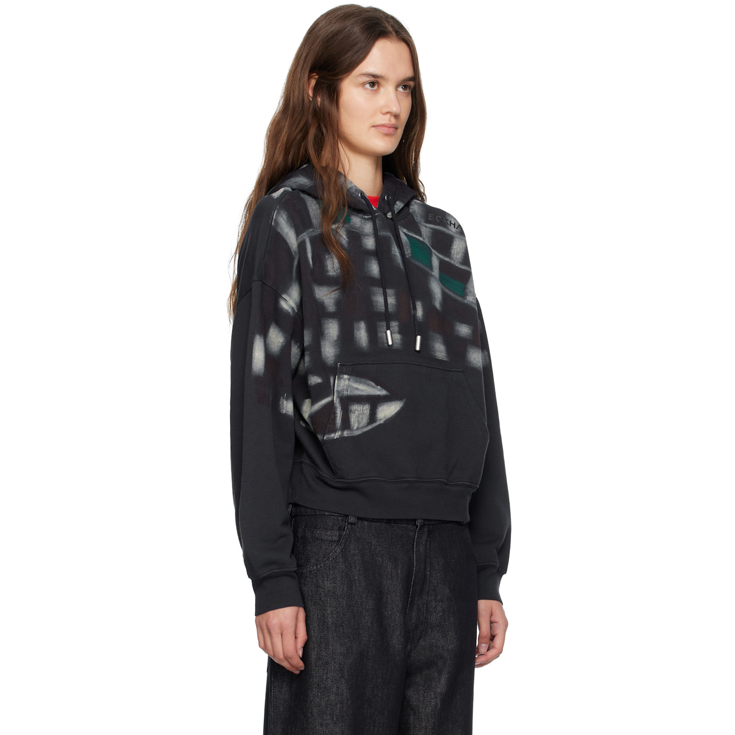  Eckhaus Latta Navy Garment-dyed Hoodie 