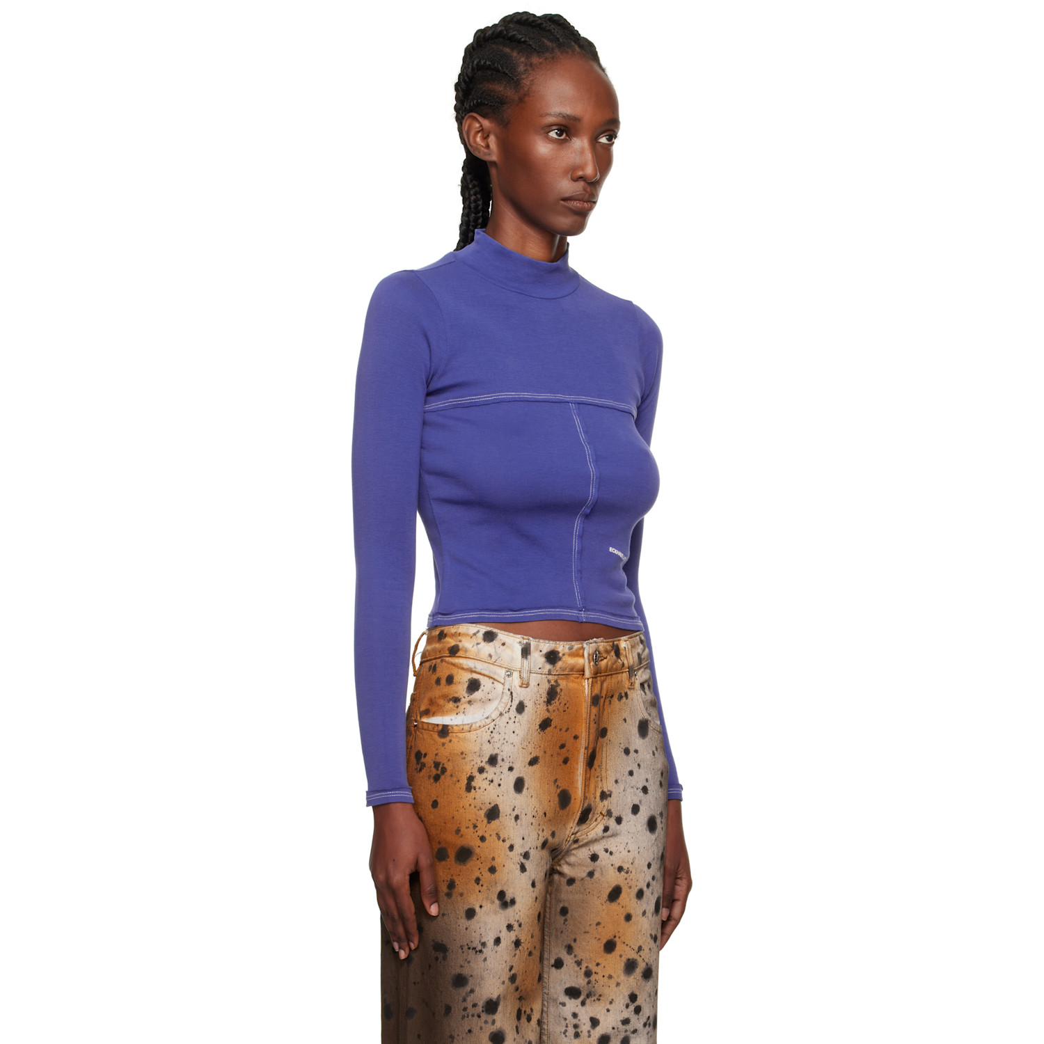  Eckhaus Latta Navy Lapped Baby Turtleneck 