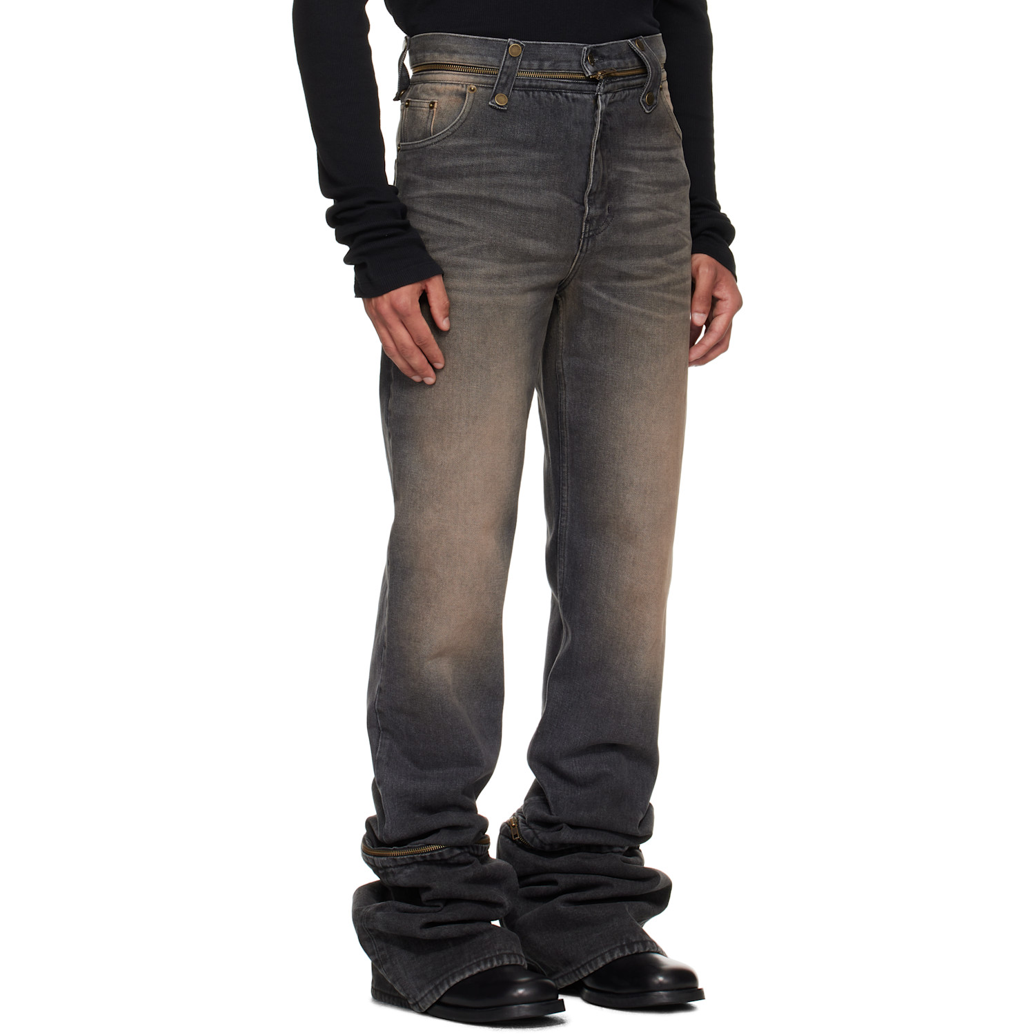  Egonlab Black & Brown Fitted Jeans 