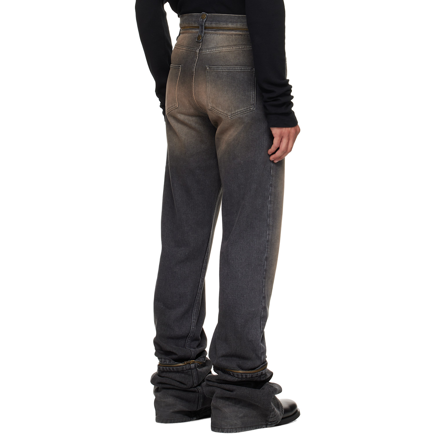  Egonlab Black & Brown Fitted Jeans 