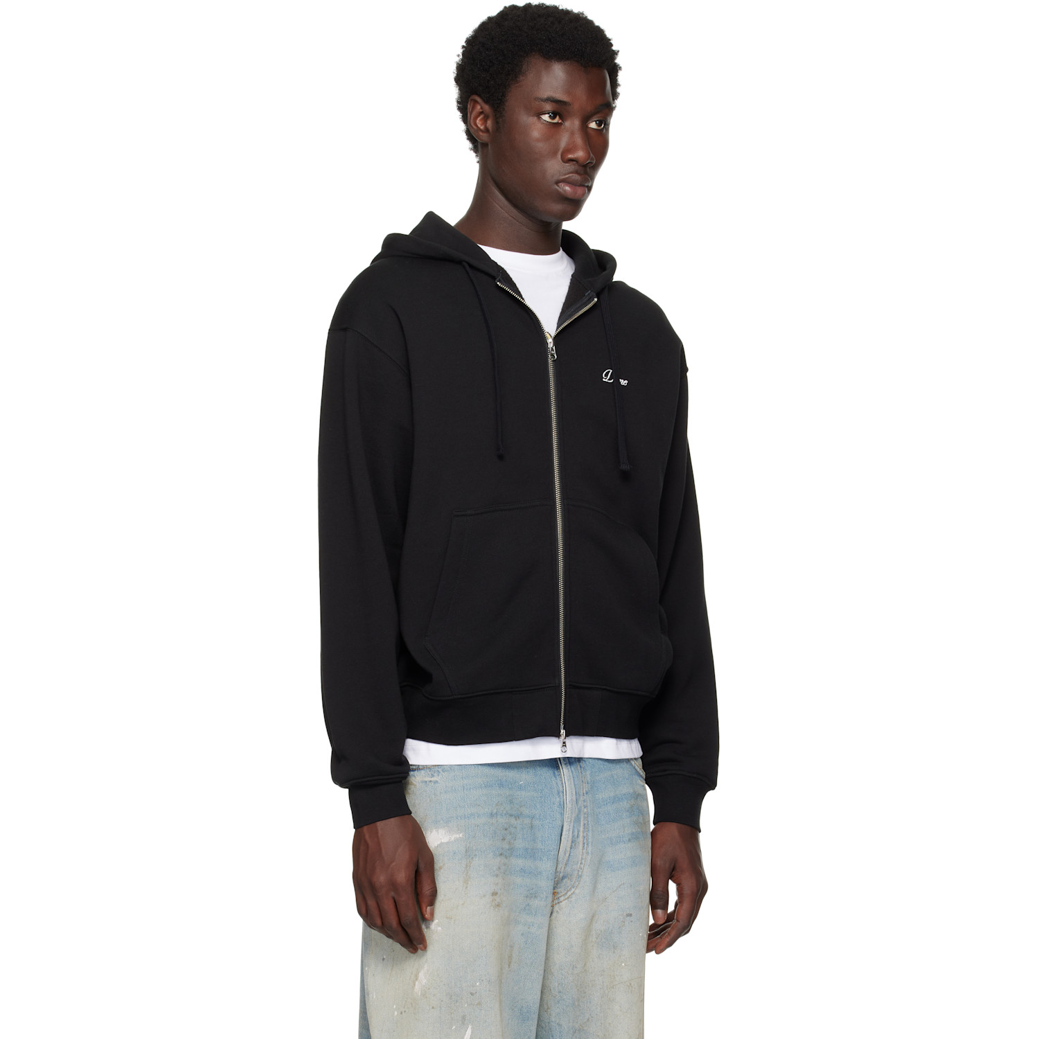  Dime Black Cursive Small Logo Zip Hoodie 