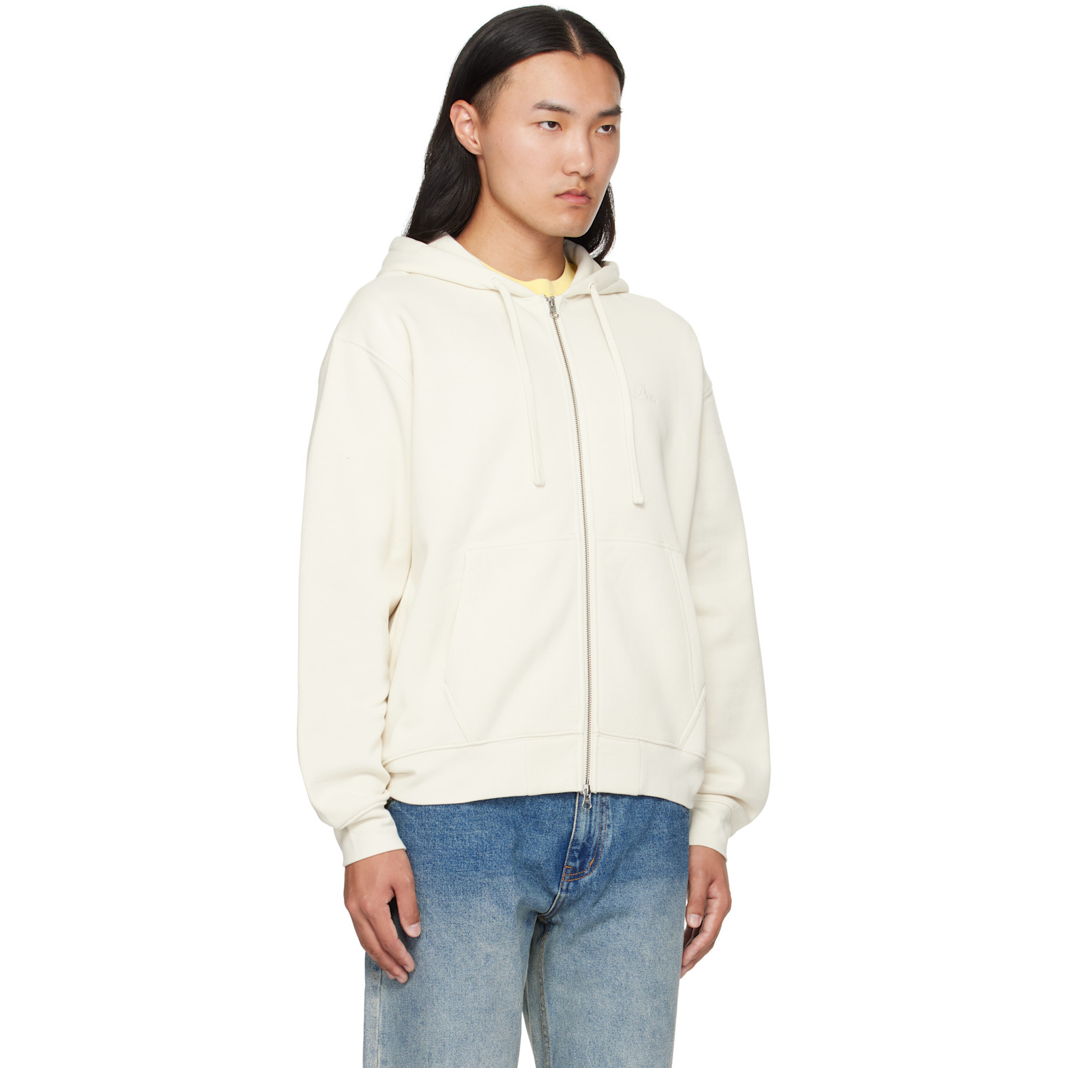  Dime Beige Cursive Zip Hoodie 