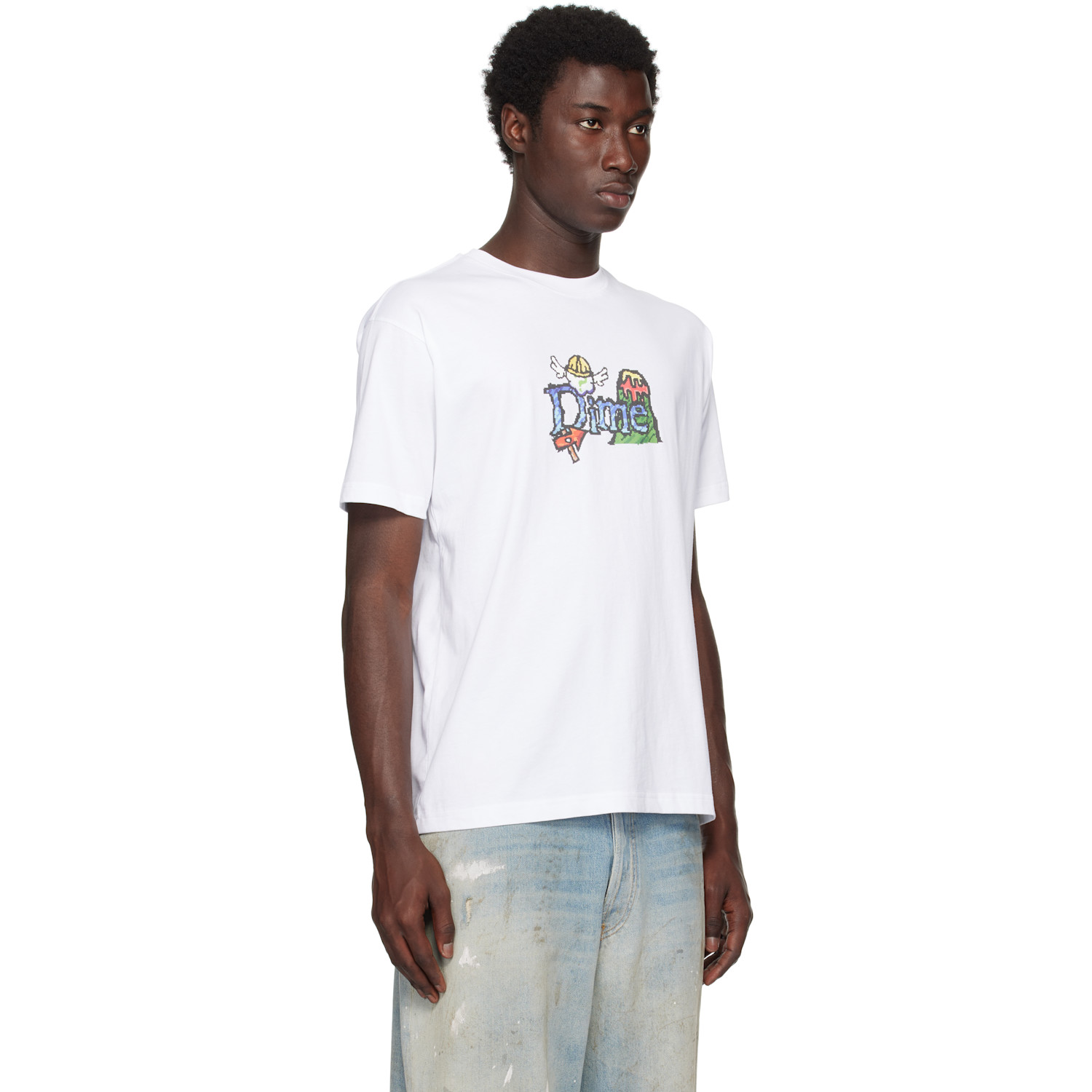  Dime White Classic Fuzzy T-shirt 