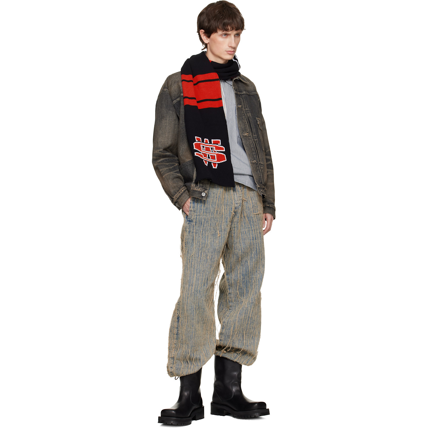  032c Black & Red One Dollar Bill Scarf 