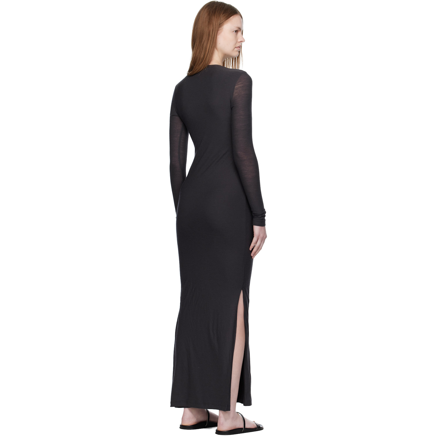  Nanushka Gray Linora Draped Wool Jersey Maxi Dress 
