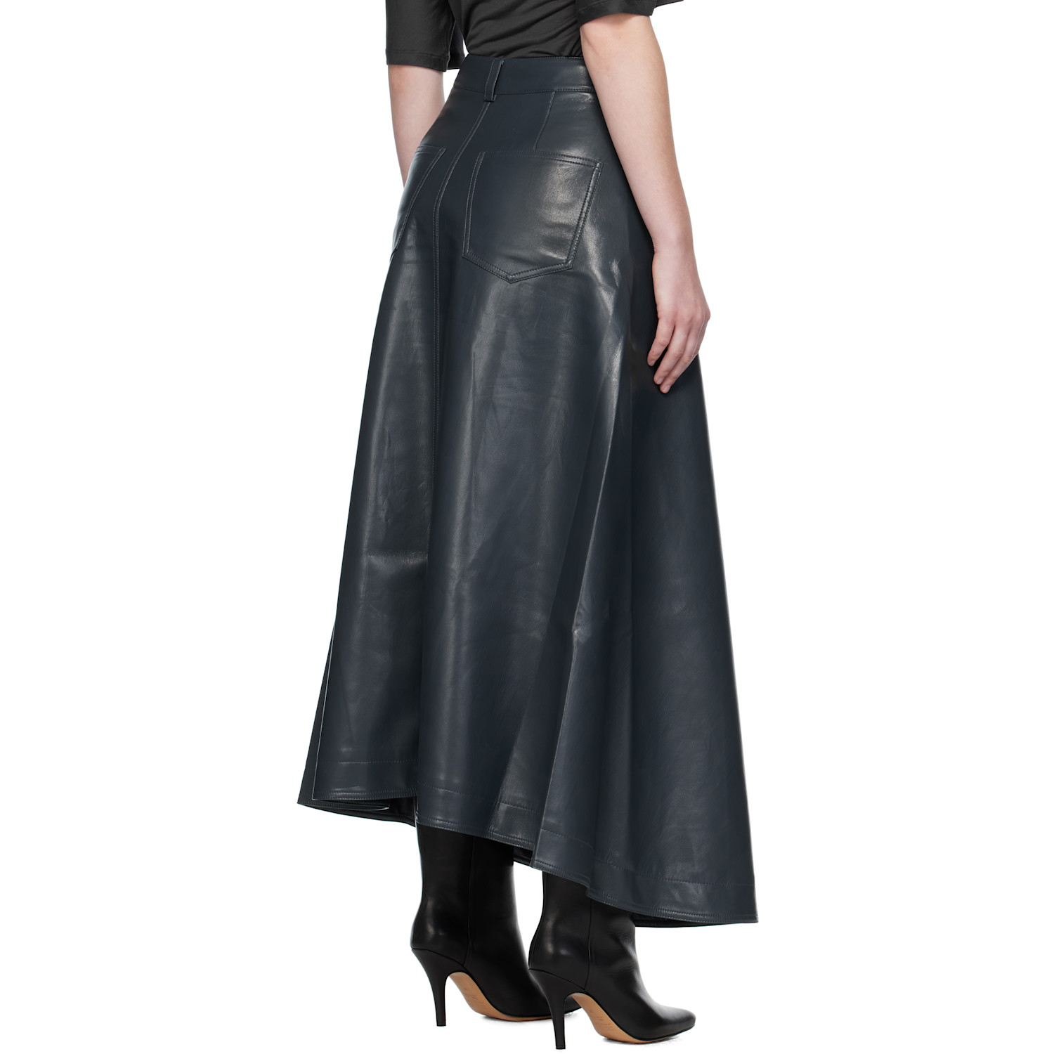  Nanushka Blue Neith Draped Vegan Leather Maxi Skirt 