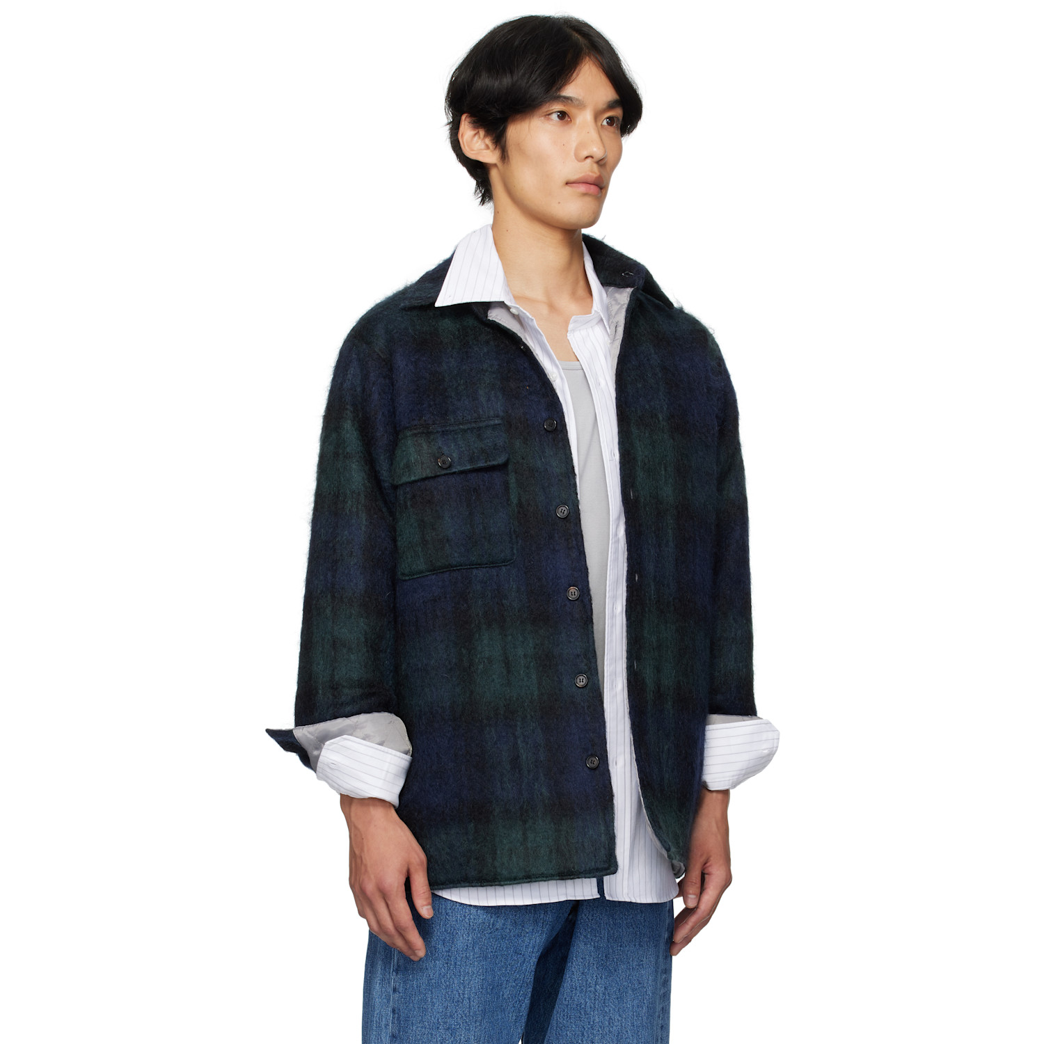  Bless Navy & Green N°80 Woodhacker Shirt Jacket 