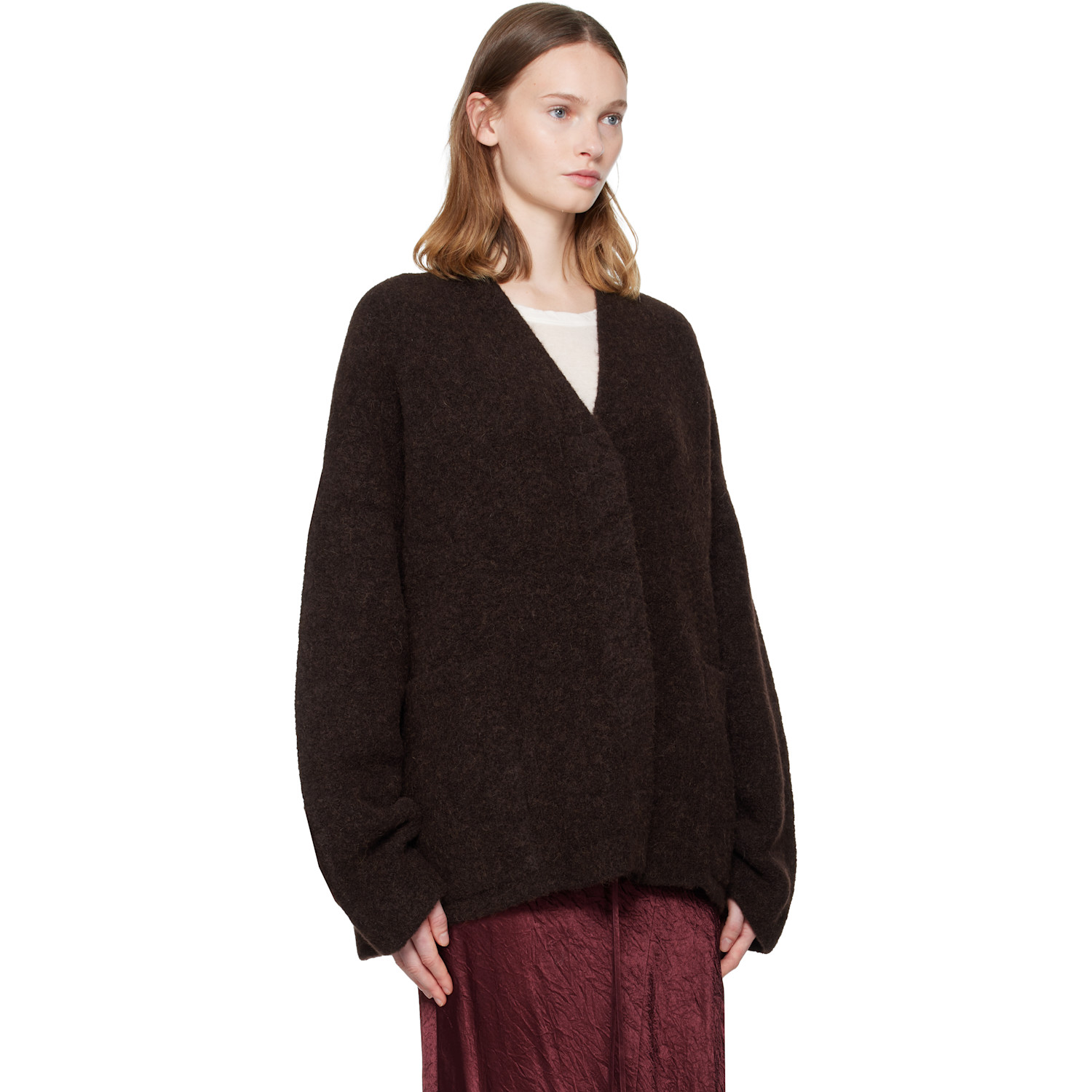  Lauren Manoogian Burgundy Double Face Cardigan 