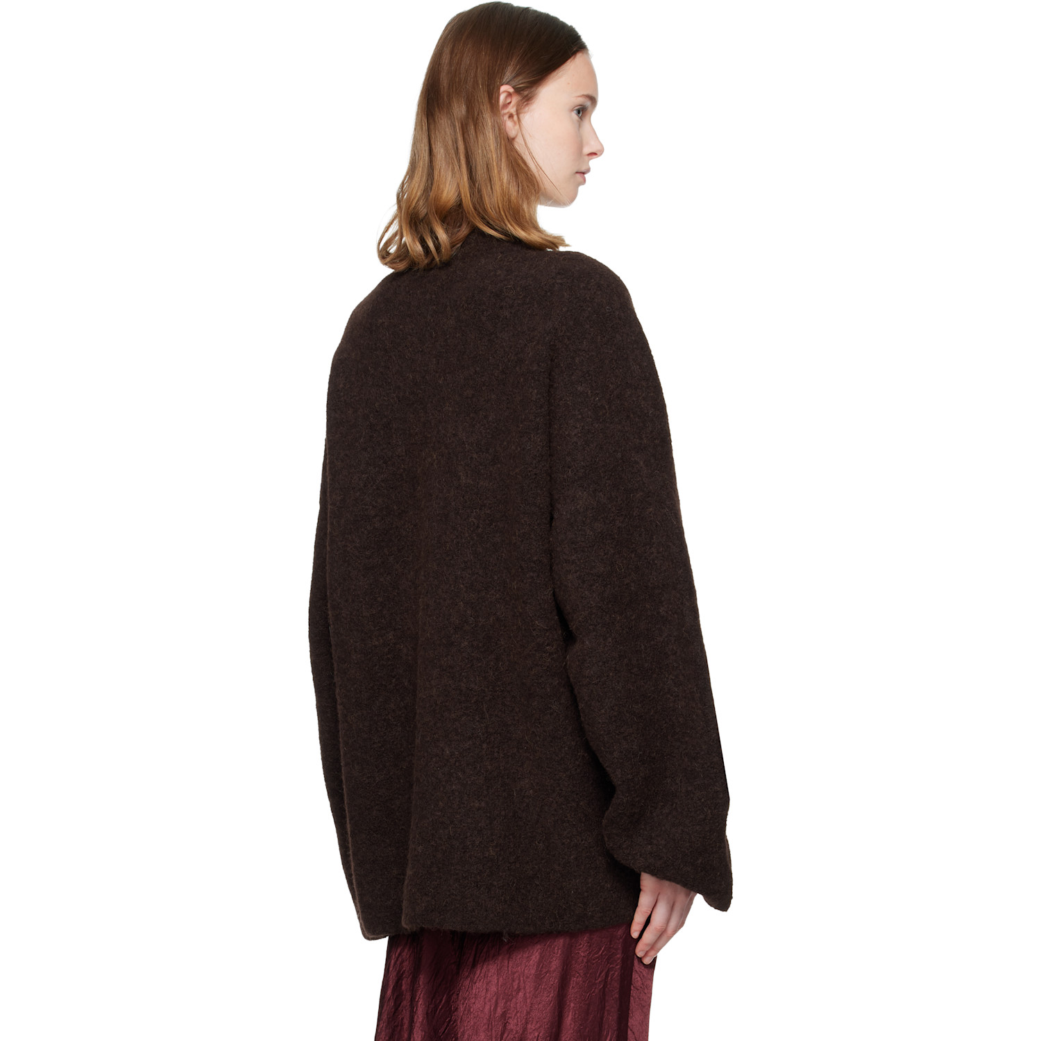  Lauren Manoogian Burgundy Double Face Cardigan 