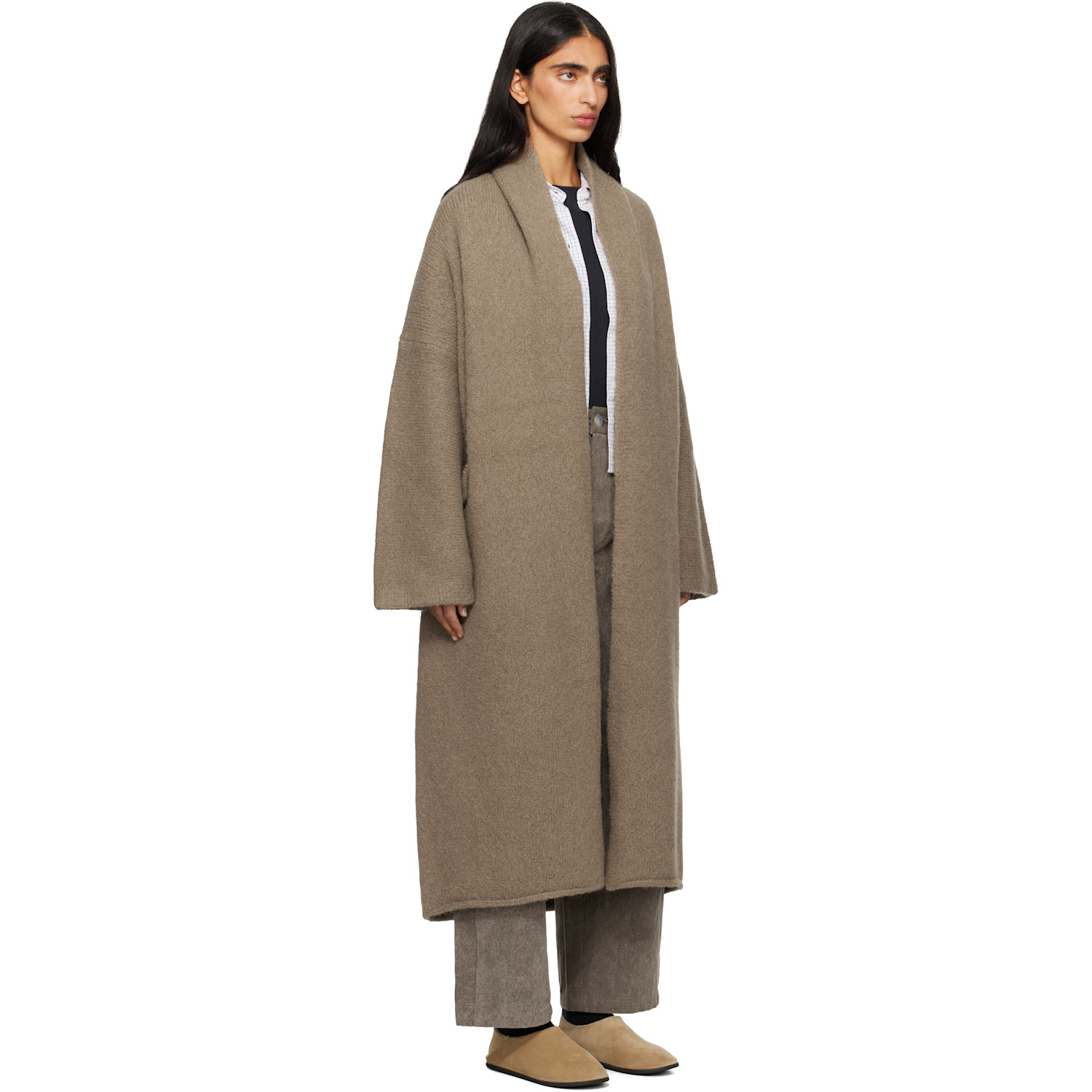  Lauren Manoogian Beige Long Shawl Cardigan 