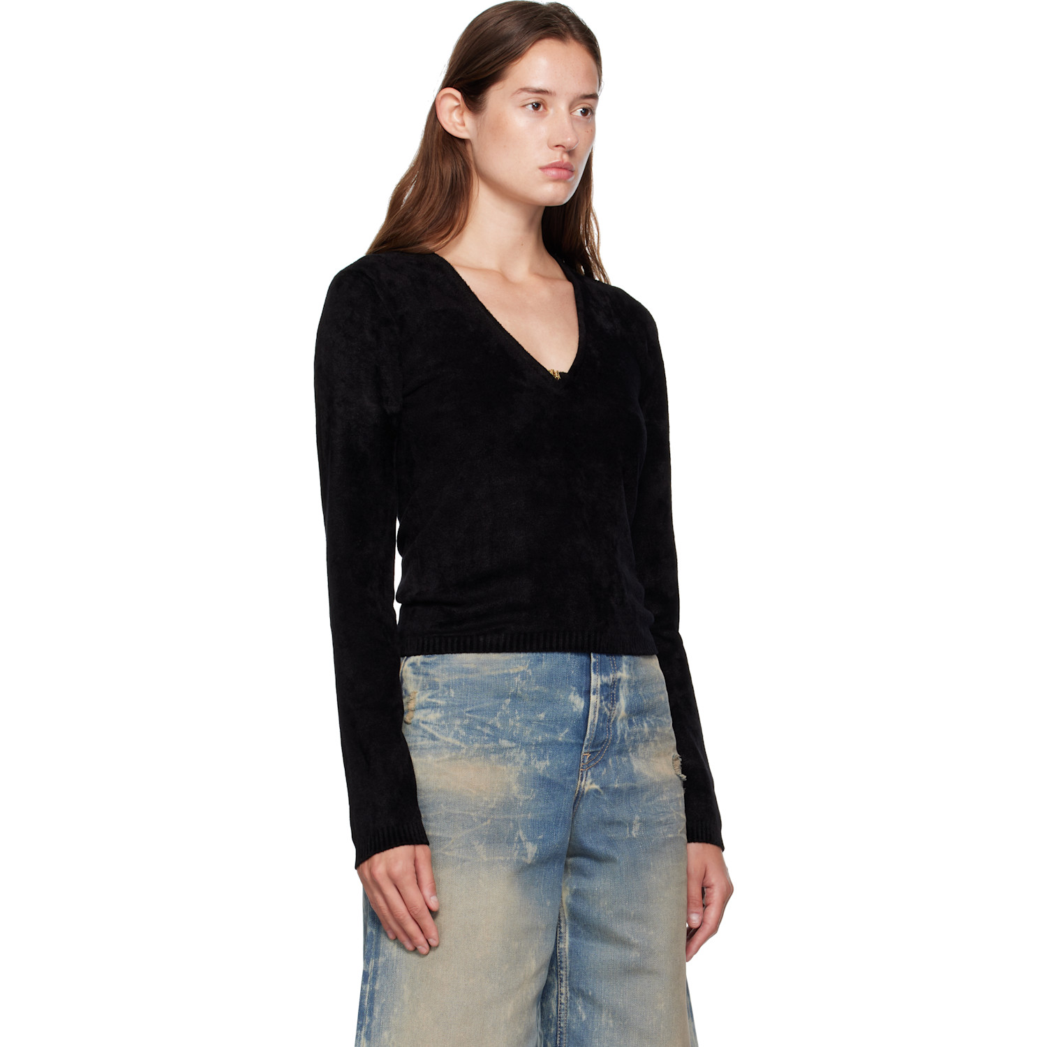 Amiri Black Velvet Ls Top 