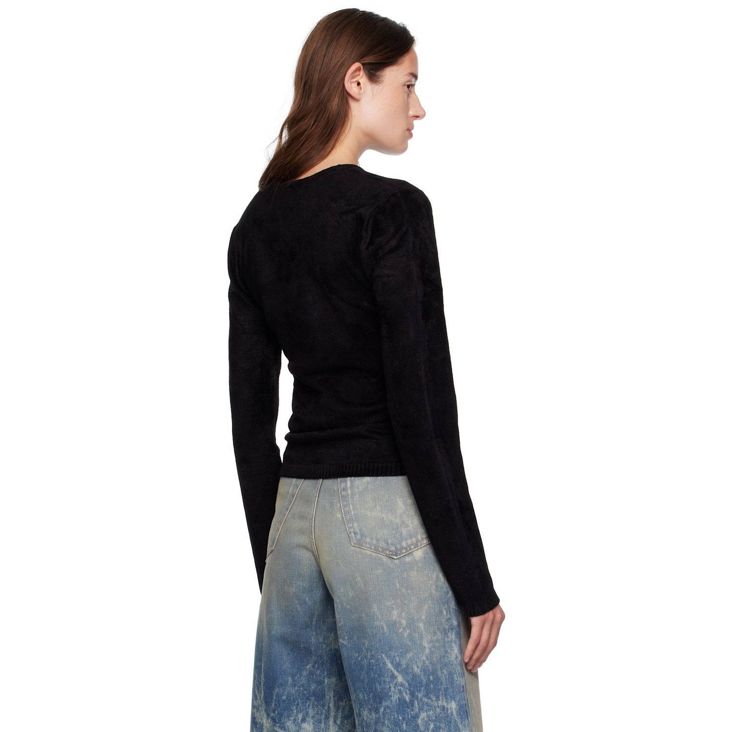  Amiri Black Velvet Ls Top 