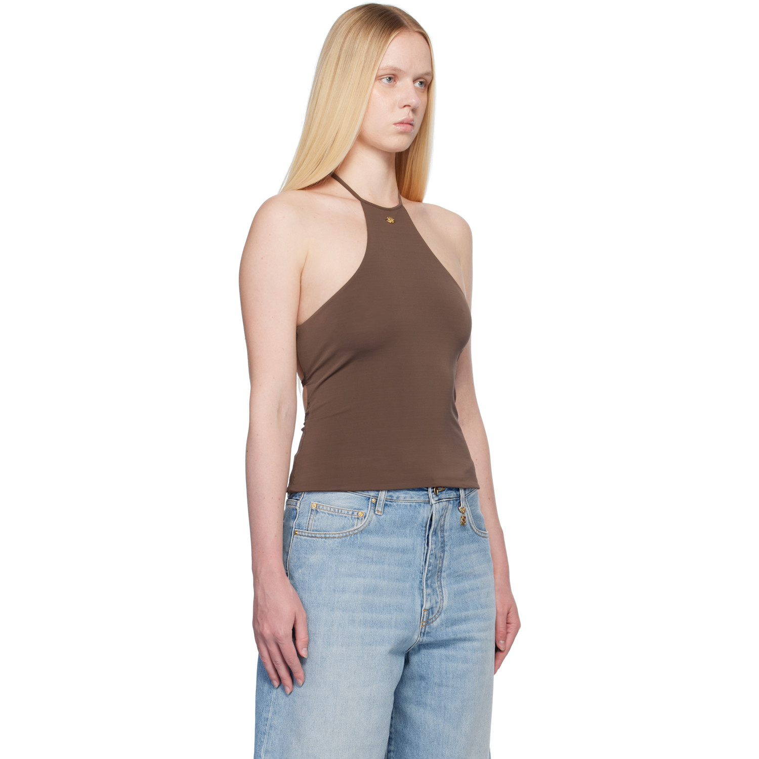  Amiri Brown Halter Top 