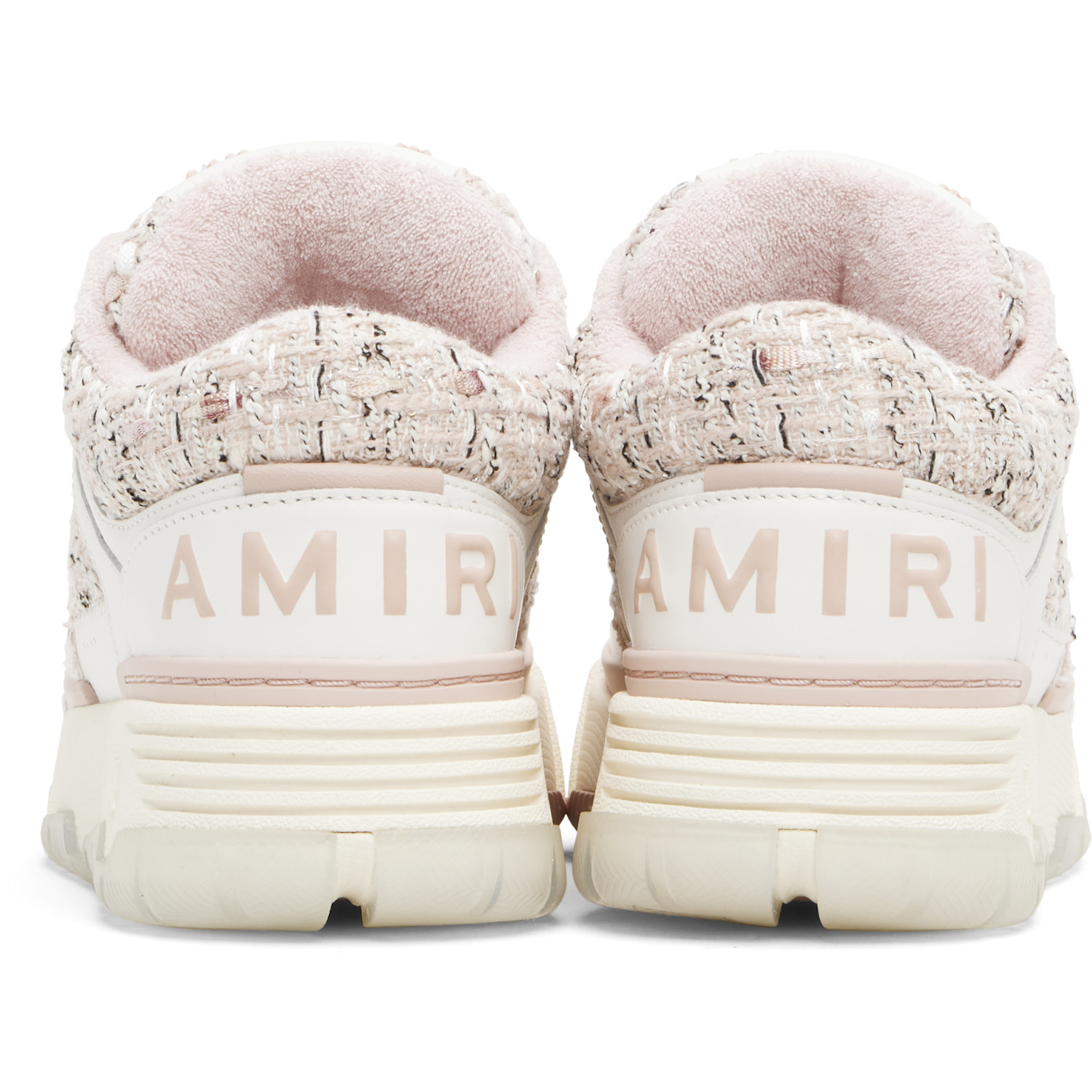  Amiri White & Pink Bouclé Ma-1 Sneakers 
