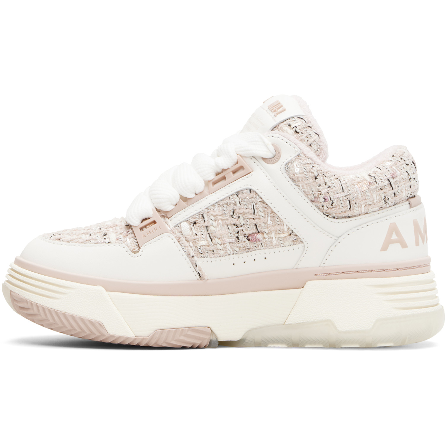  Amiri White & Pink Bouclé Ma-1 Sneakers 