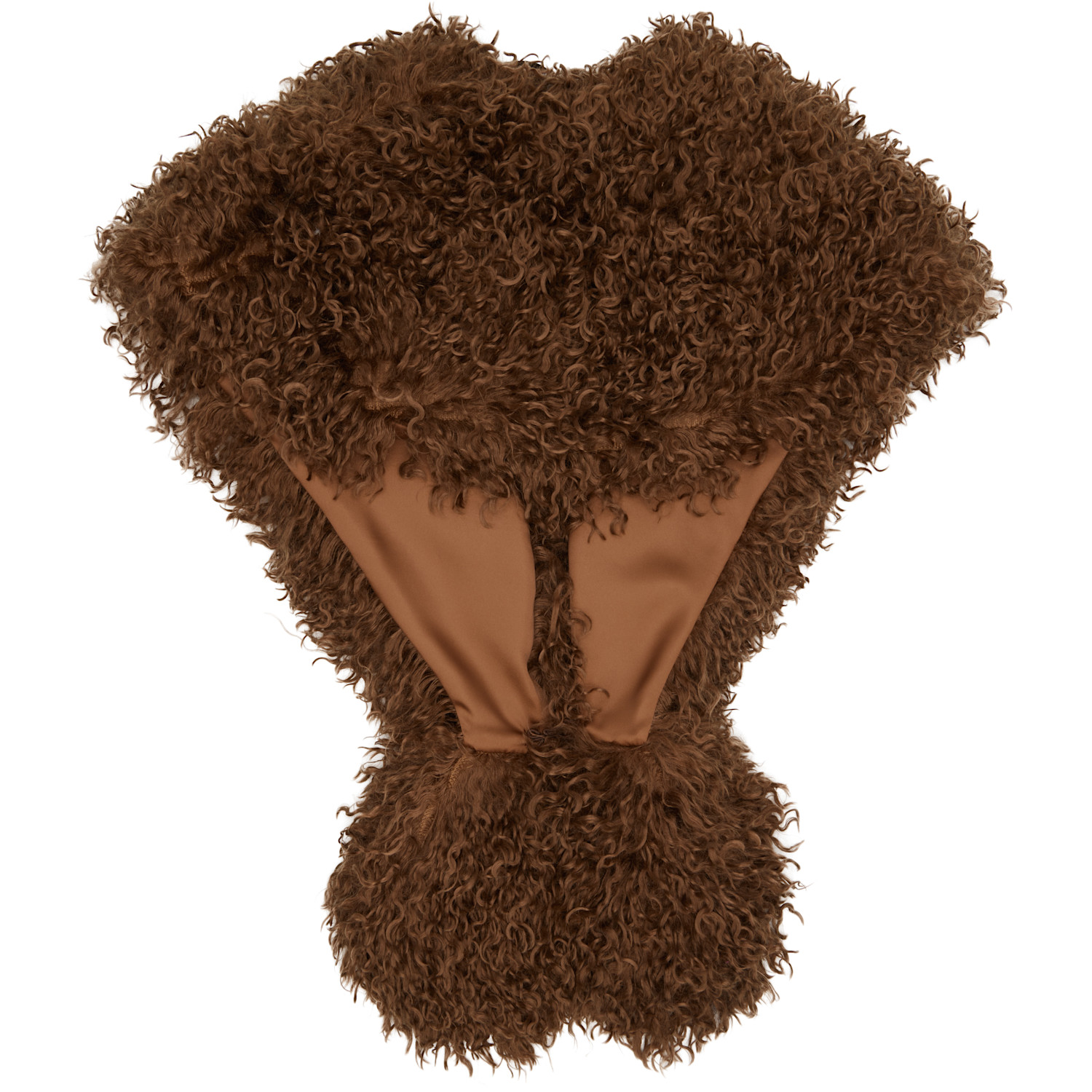  Anna Sui Brown Faux Fur Shawl Scarf 