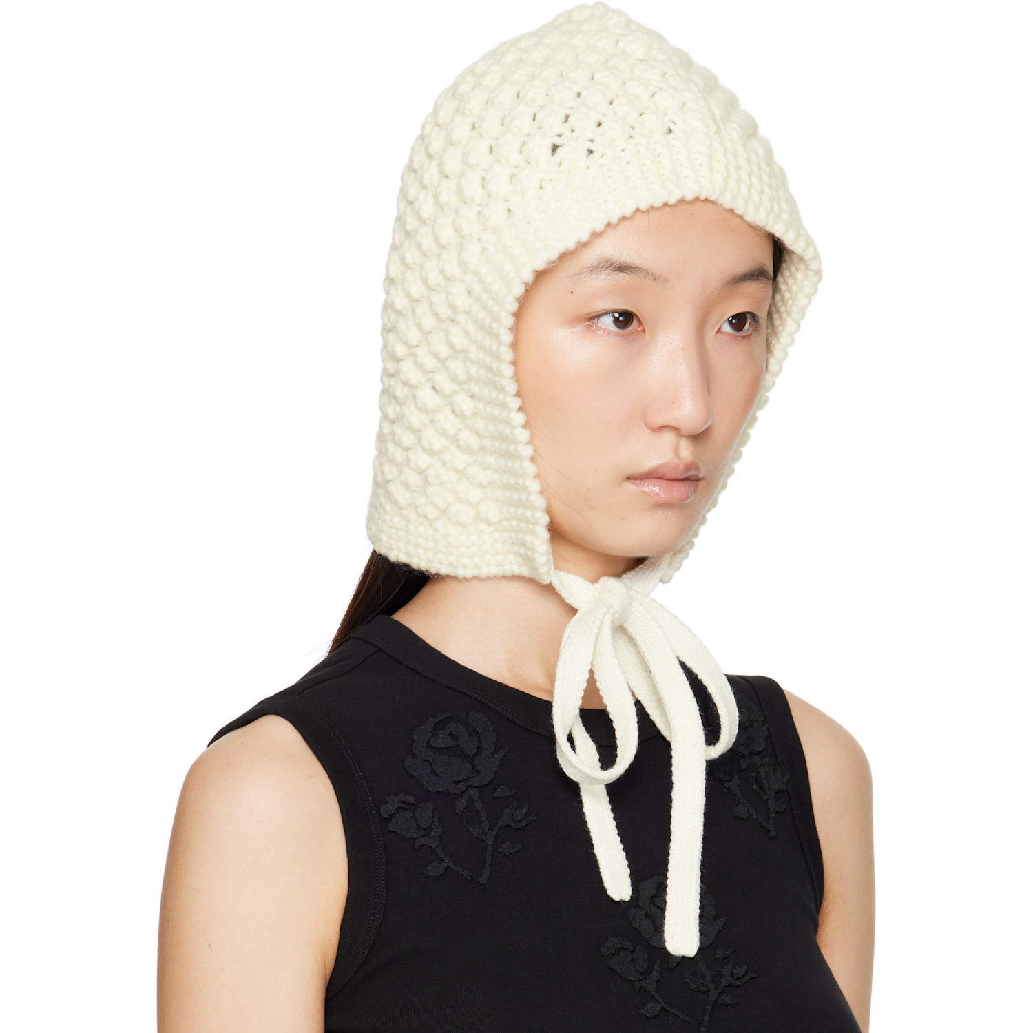  Shushu/tong White Tied Knit Hood 