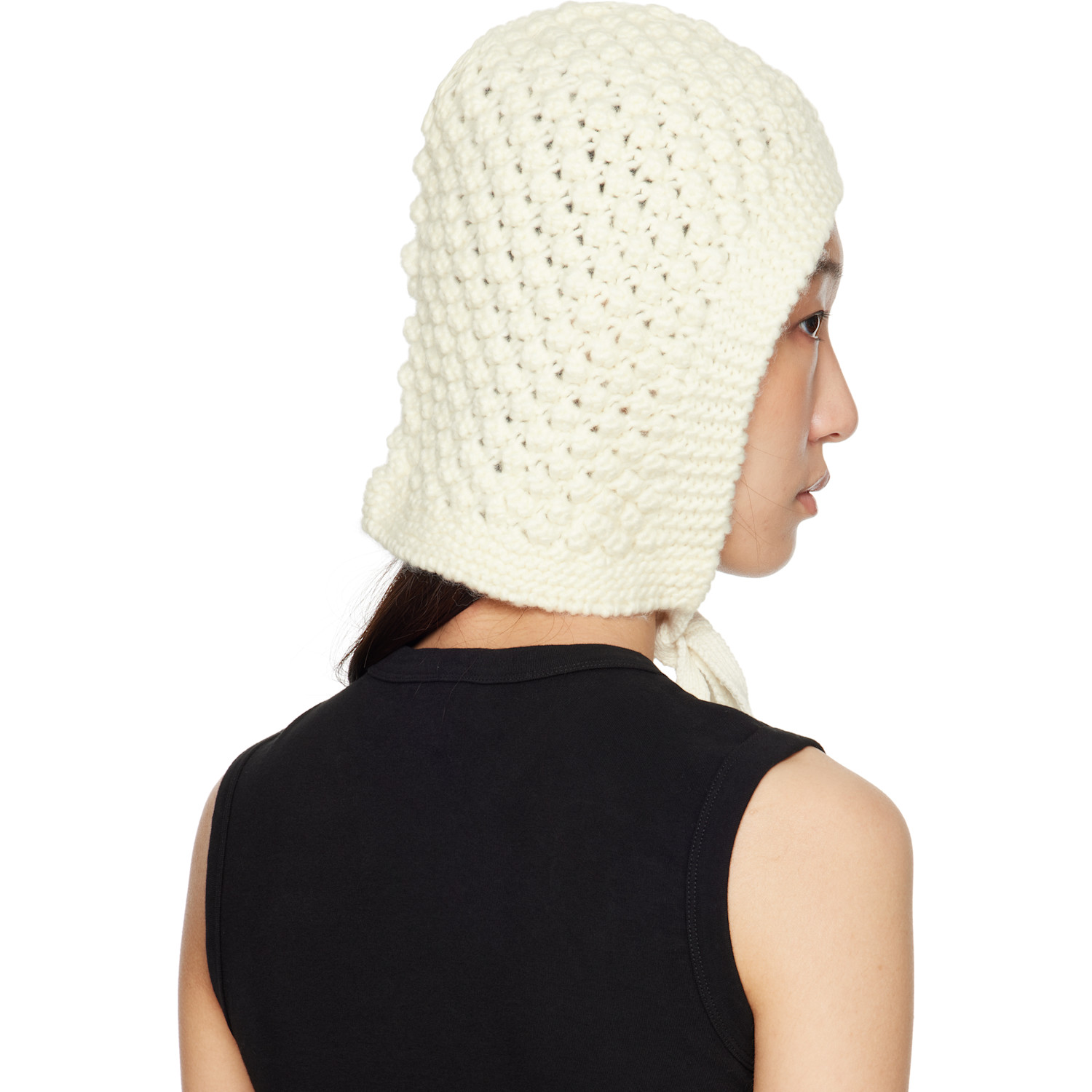  Shushu/tong White Tied Knit Hood 
