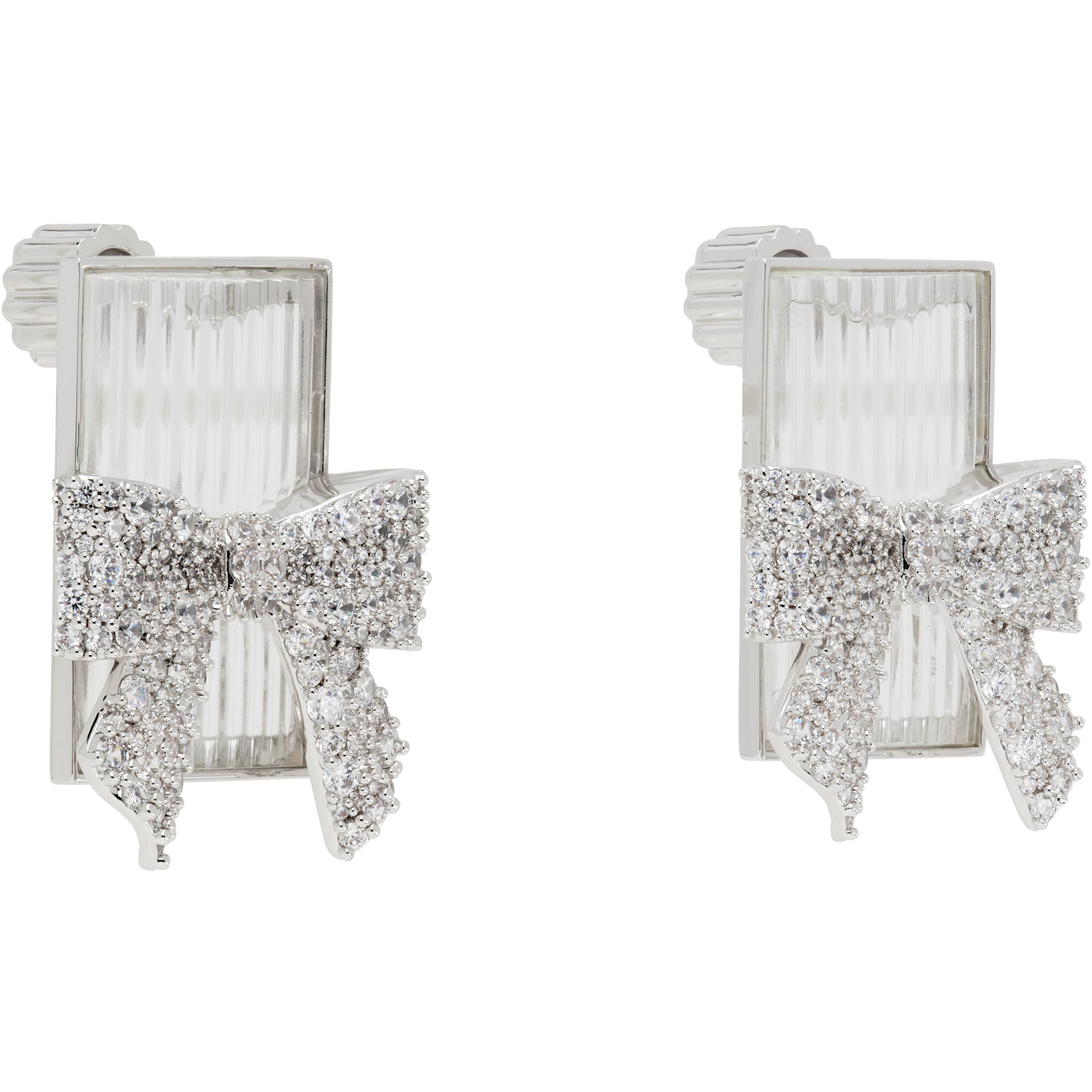  Shushu/tong Yvmin Edition Bow-adorned Square Glass Stud Earrings 