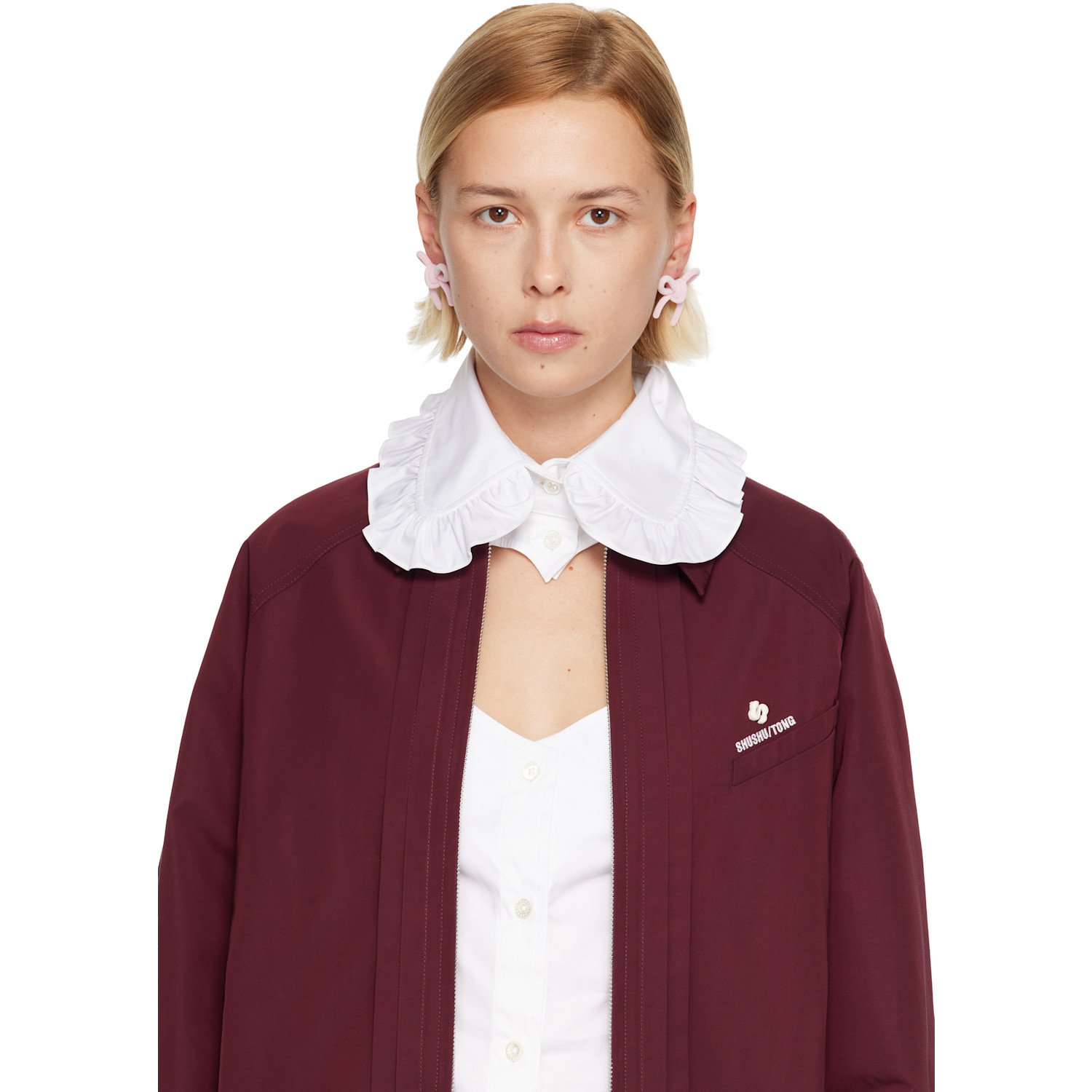  Shushu/tong Ssense Exclusive Yvmin Edition Velvet Bow Earrings 
