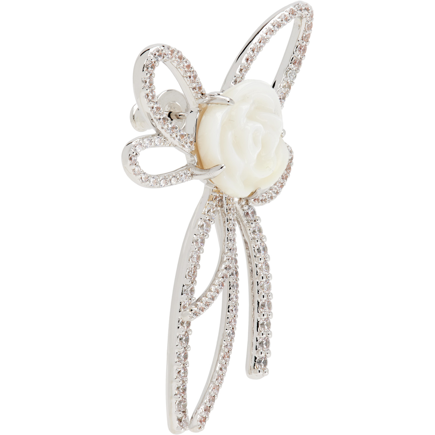  Shushu/tong Yvmin Edition Faux-pearl Chain Bow Rose Single Earring 