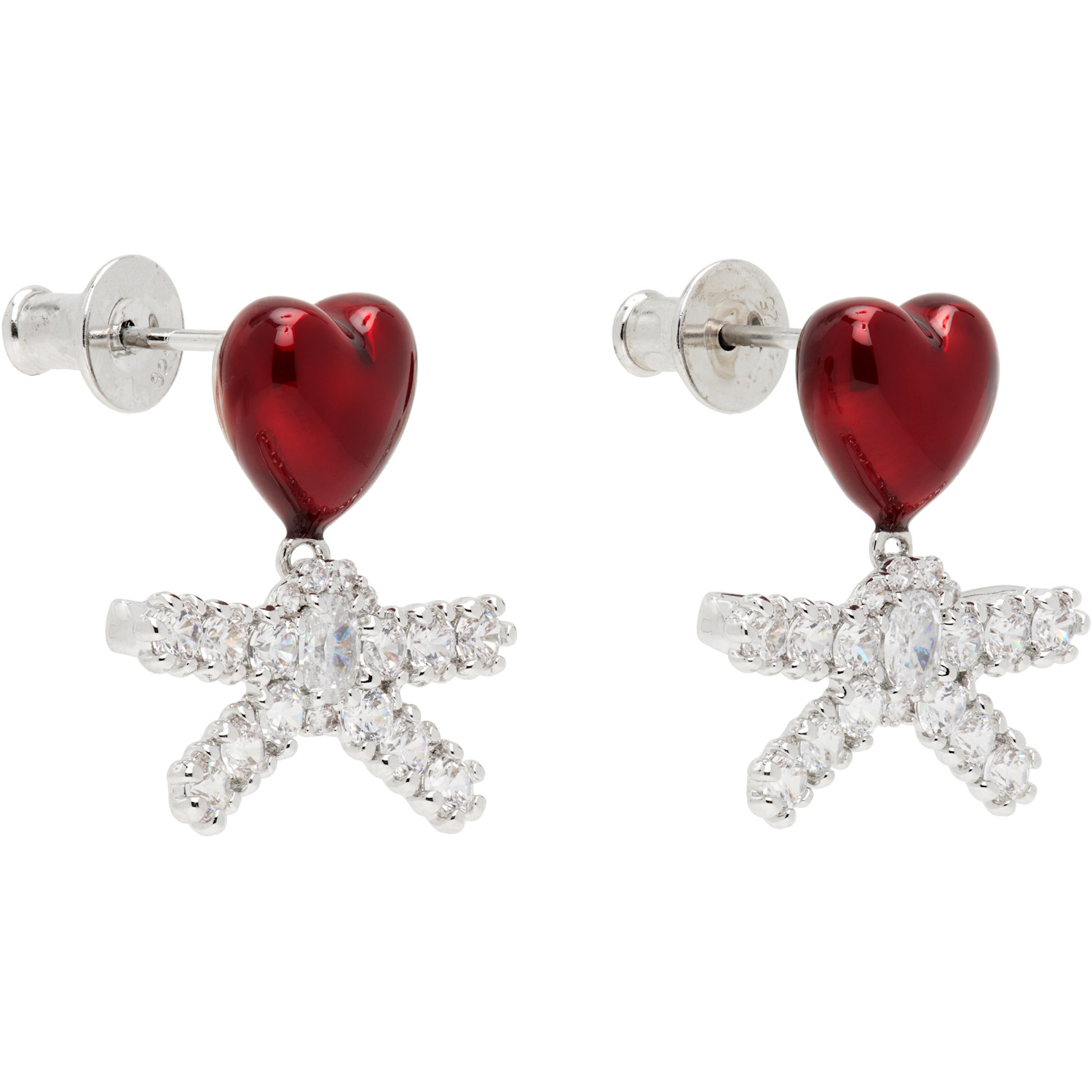  Shushu/tong Yvmin Edition Enamel Heart Gem Bowknot Earrings 