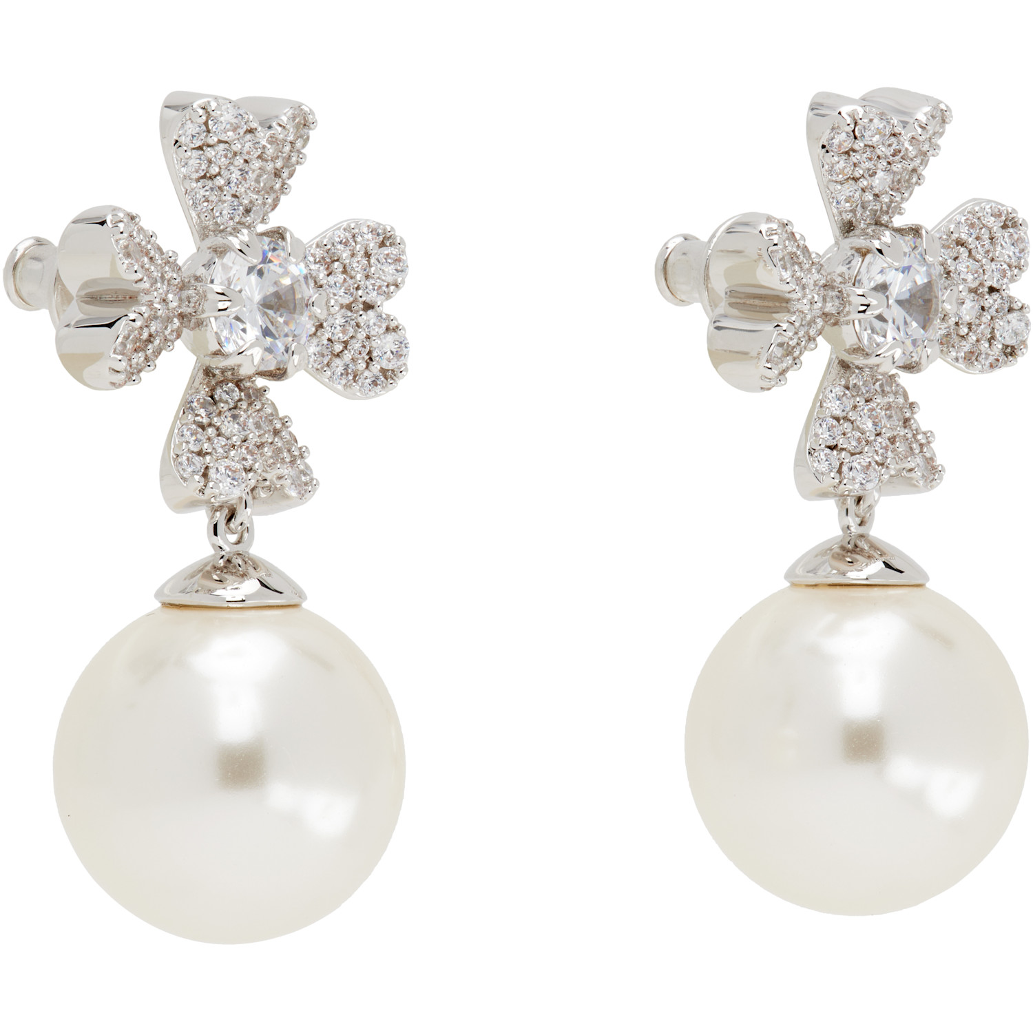  Shushu/tong Yvmin Edition Cruciate Flower Faux-pearl Earrings 