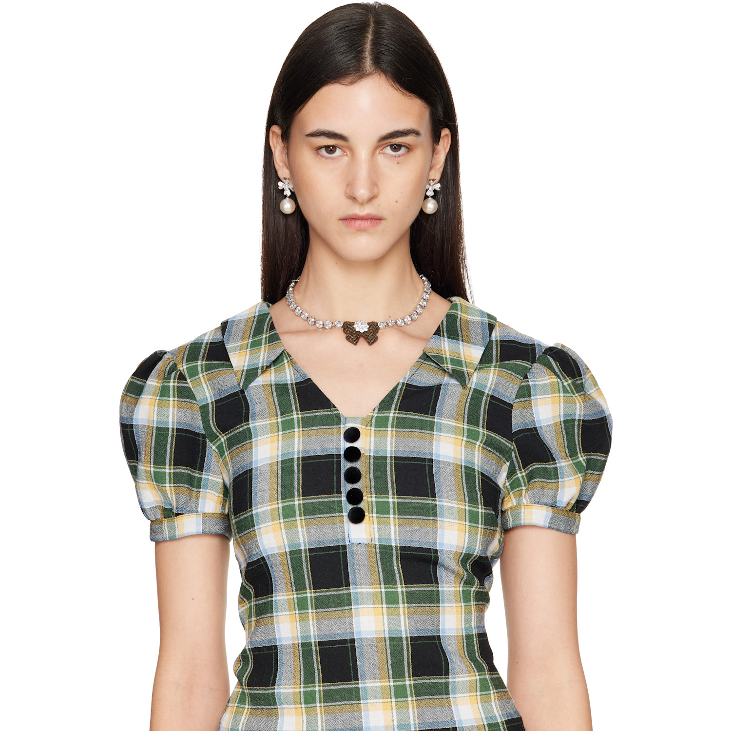  Shushu/tong Yvmin Edition Fabric Bow Gemstone Necklace 