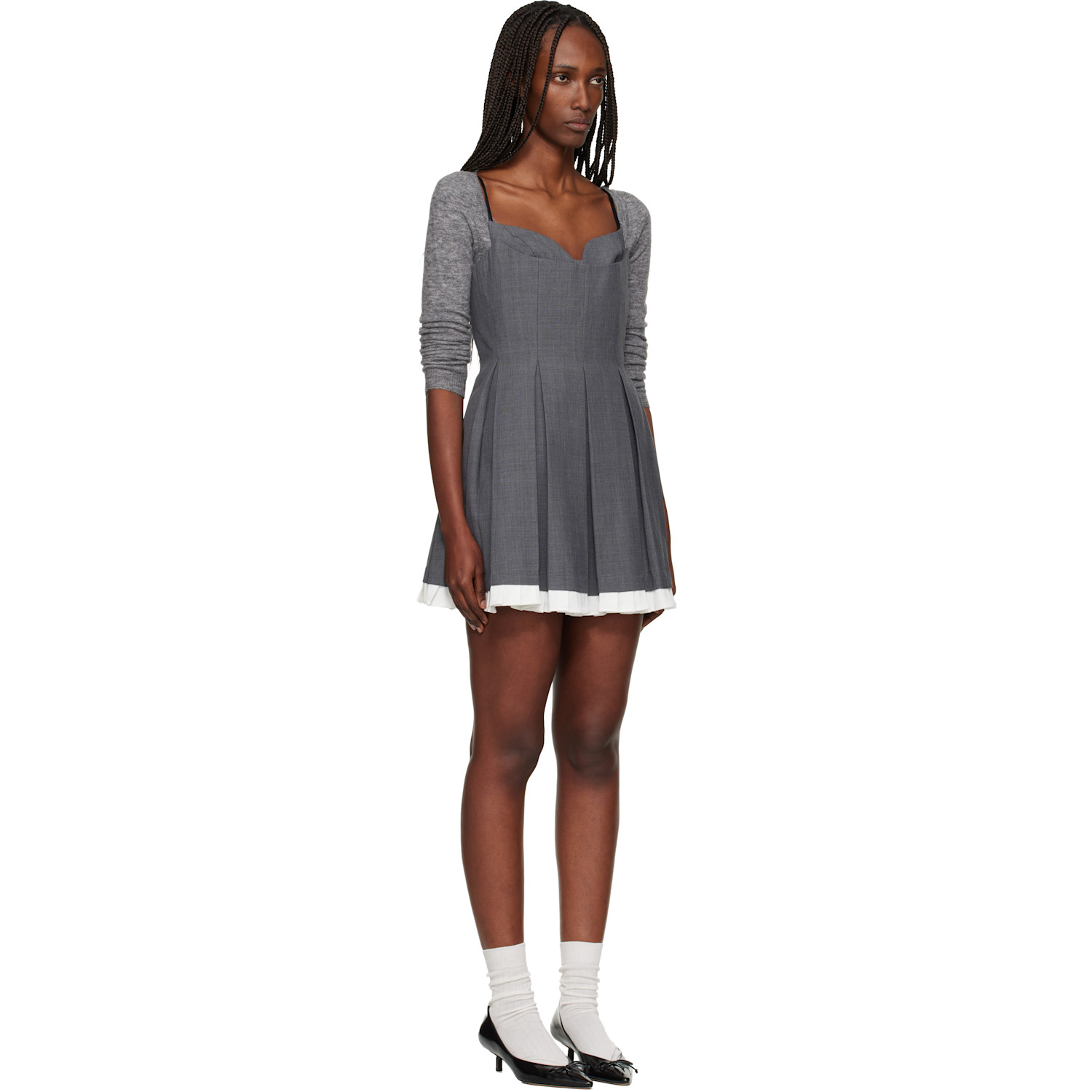  Shushu/tong Gray Pleated Camisole Minidress 