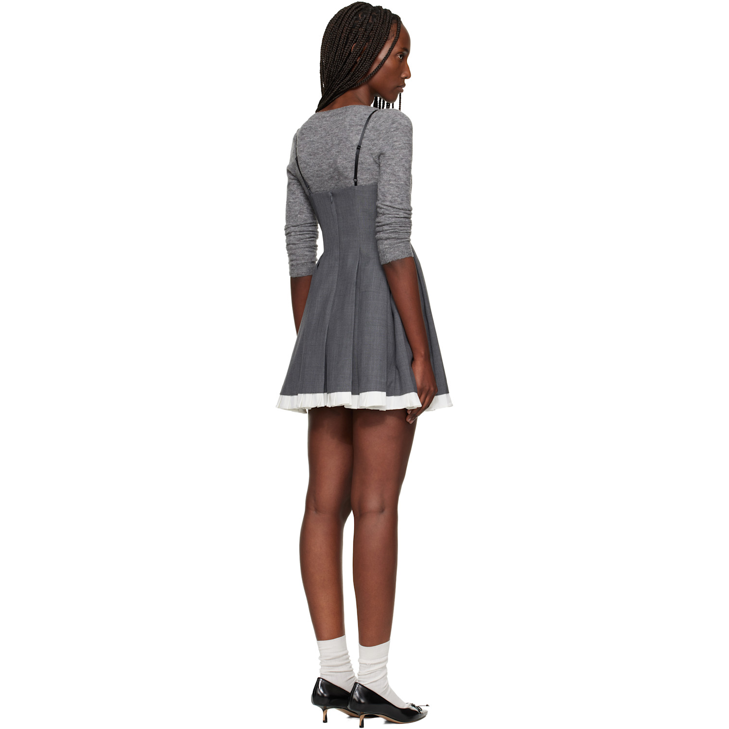 Shushu/tong Gray Pleated Camisole Minidress 