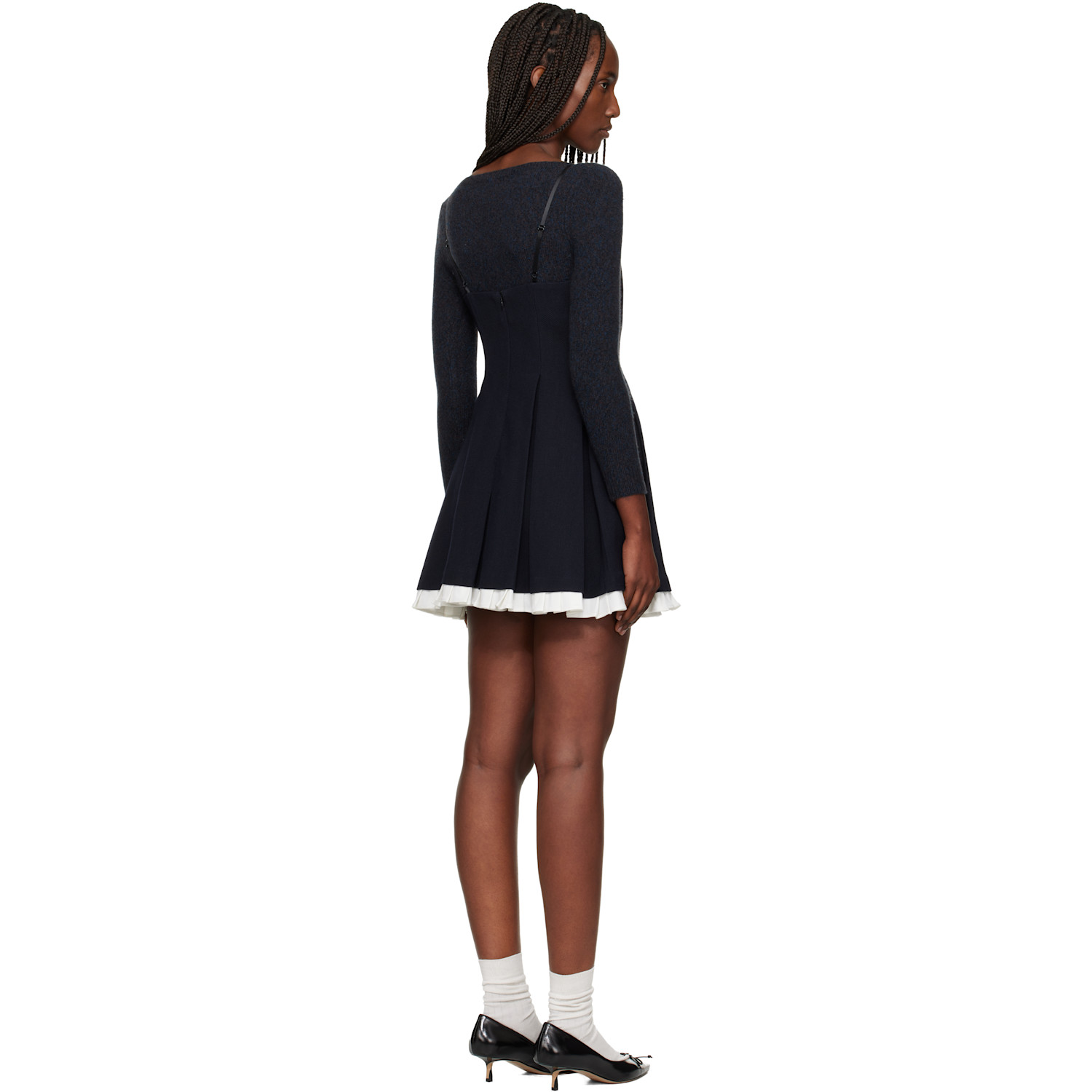  Shushu/tong Navy Pleated Camisole Minidress 