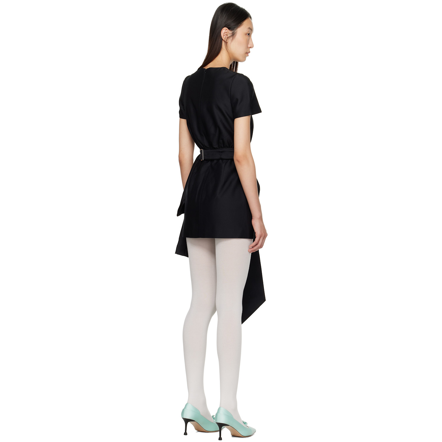  Shushu/tong Black Bowknot Patchwork Minidress 