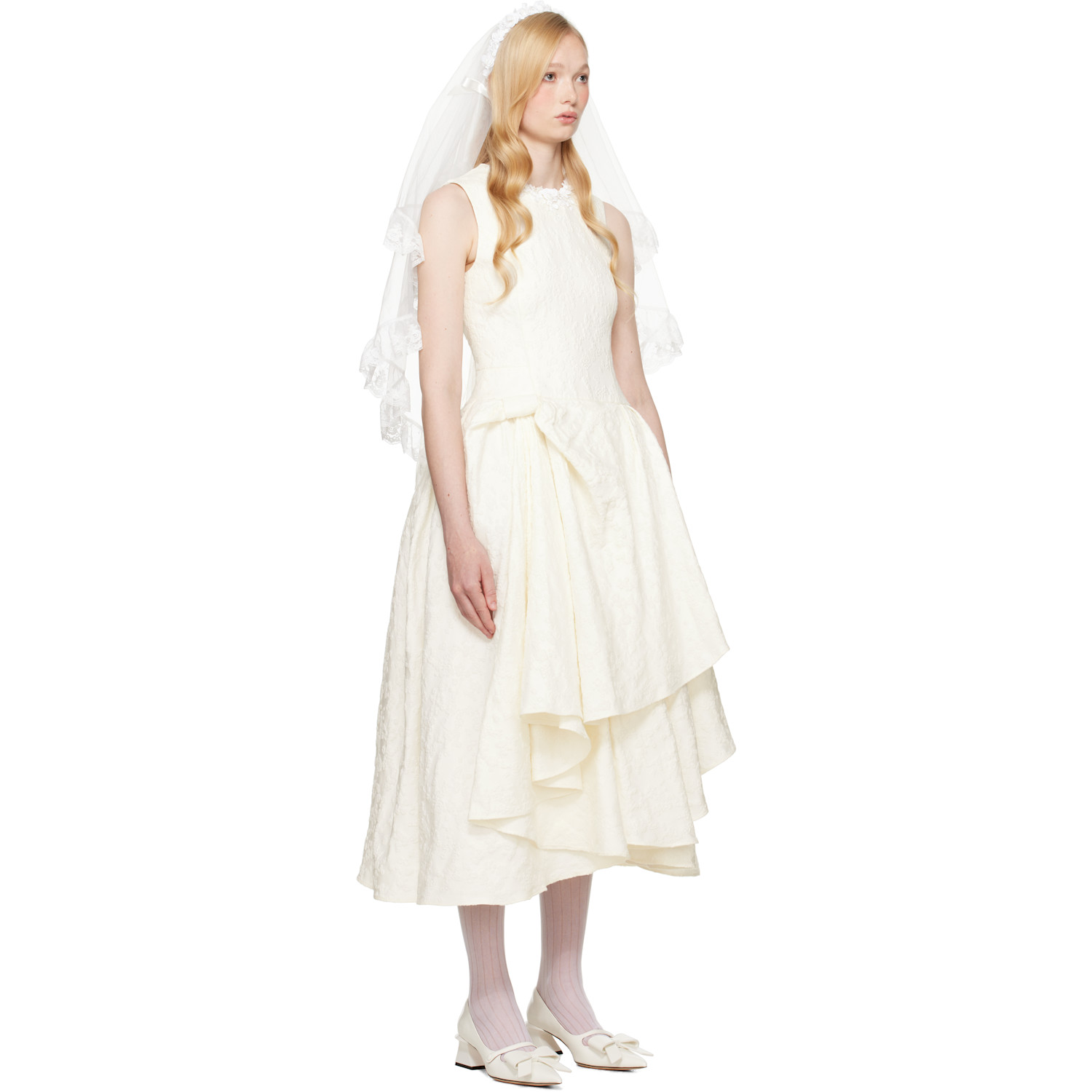  Shushu/tong Ssense Exclusive Bridal Capsule Irregular Hem Midi Dress 