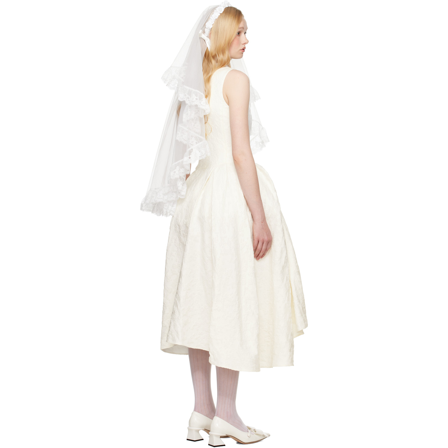  Shushu/tong Ssense Exclusive Bridal Capsule Irregular Hem Midi Dress 