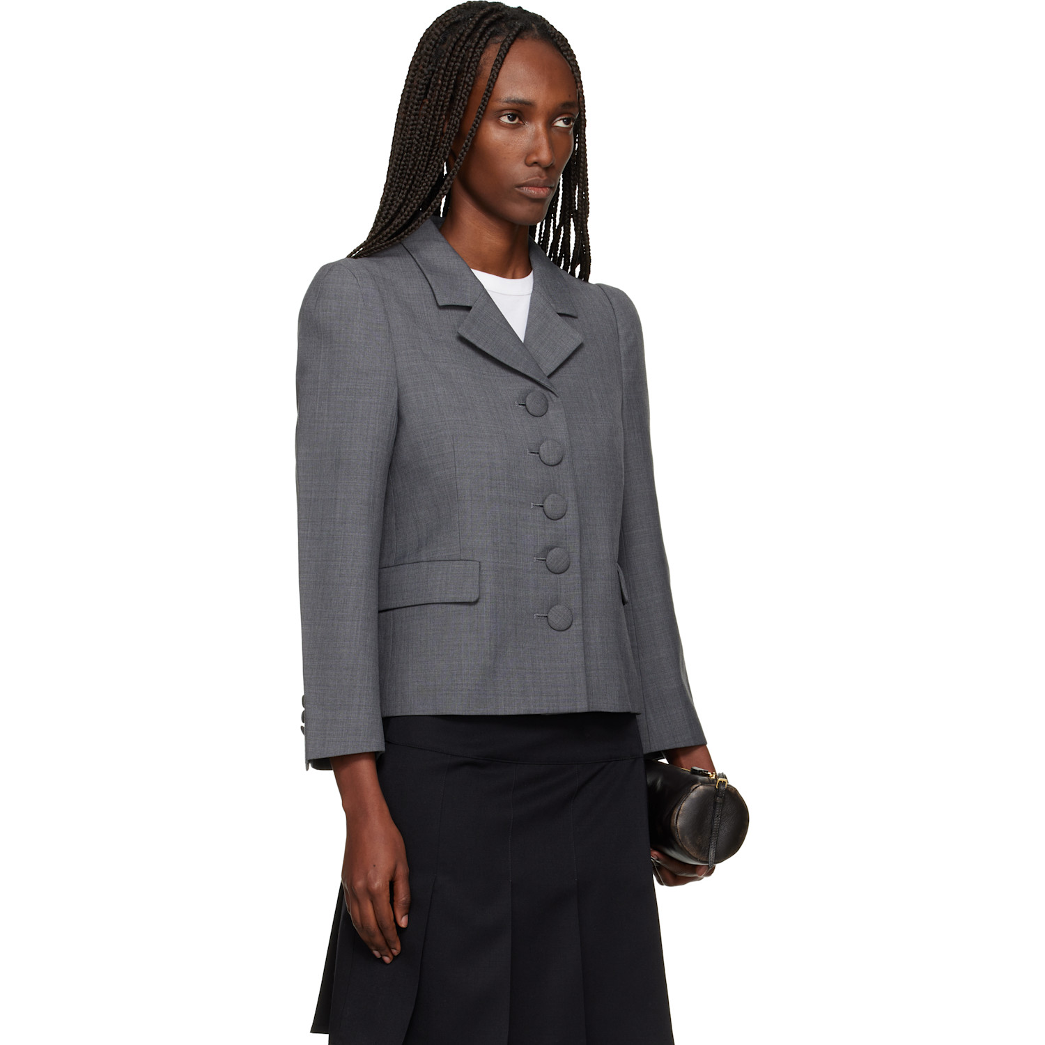  Shushu/tong Gray Lapel Short Blazer 