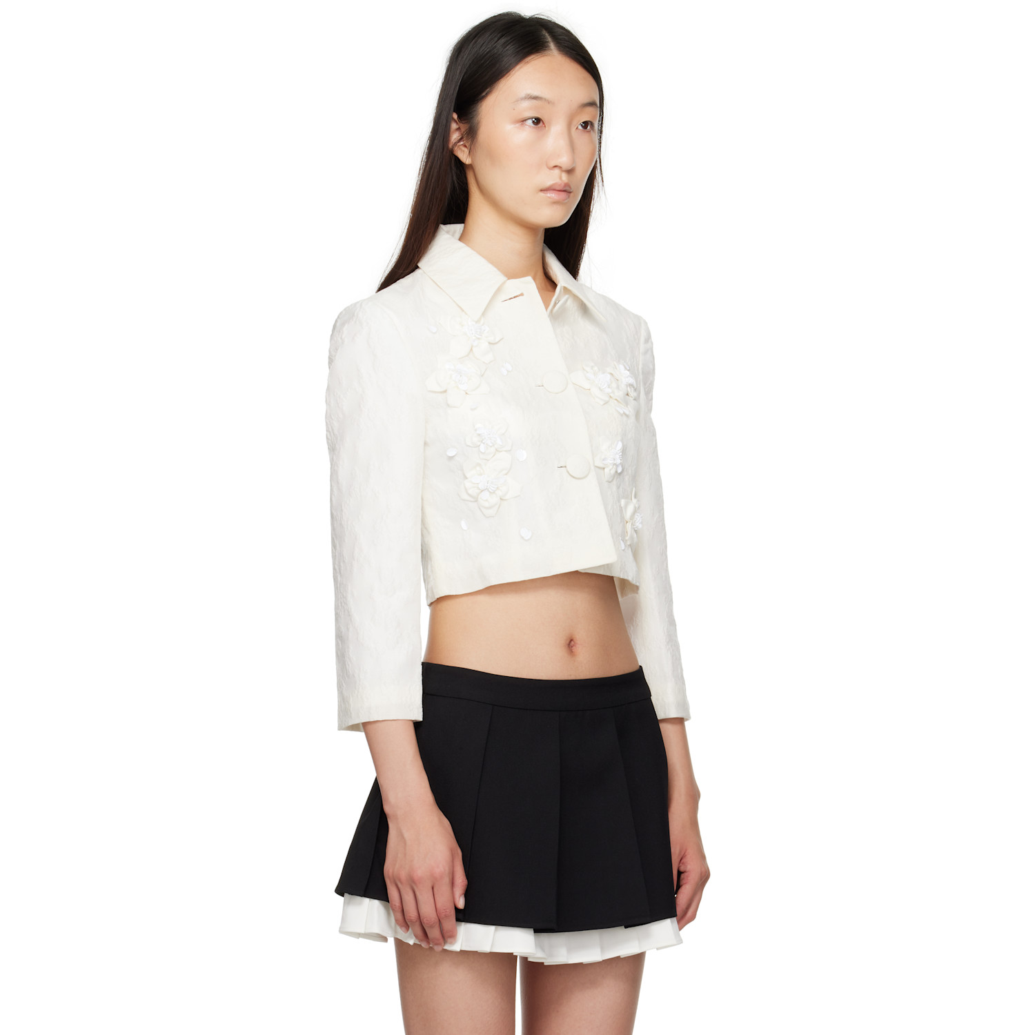  Shushu/tong White Pointed Collar Short Jacket 