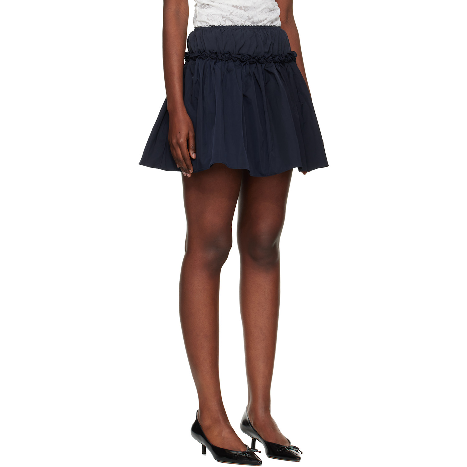  Shushu/tong Blue Floral Waist Miniskirt Set 