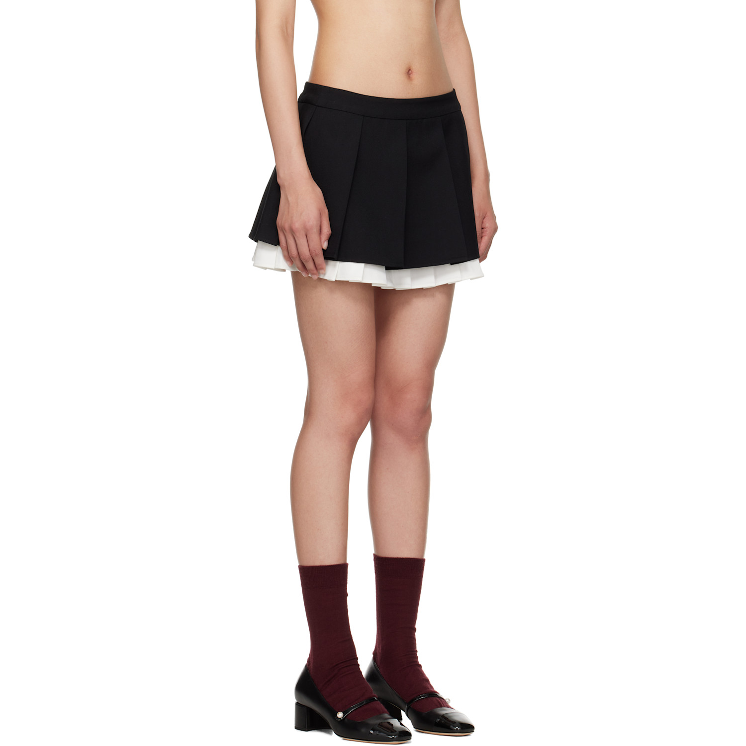  Shushu/tong Black Ruffled Pleat Miniskirt 