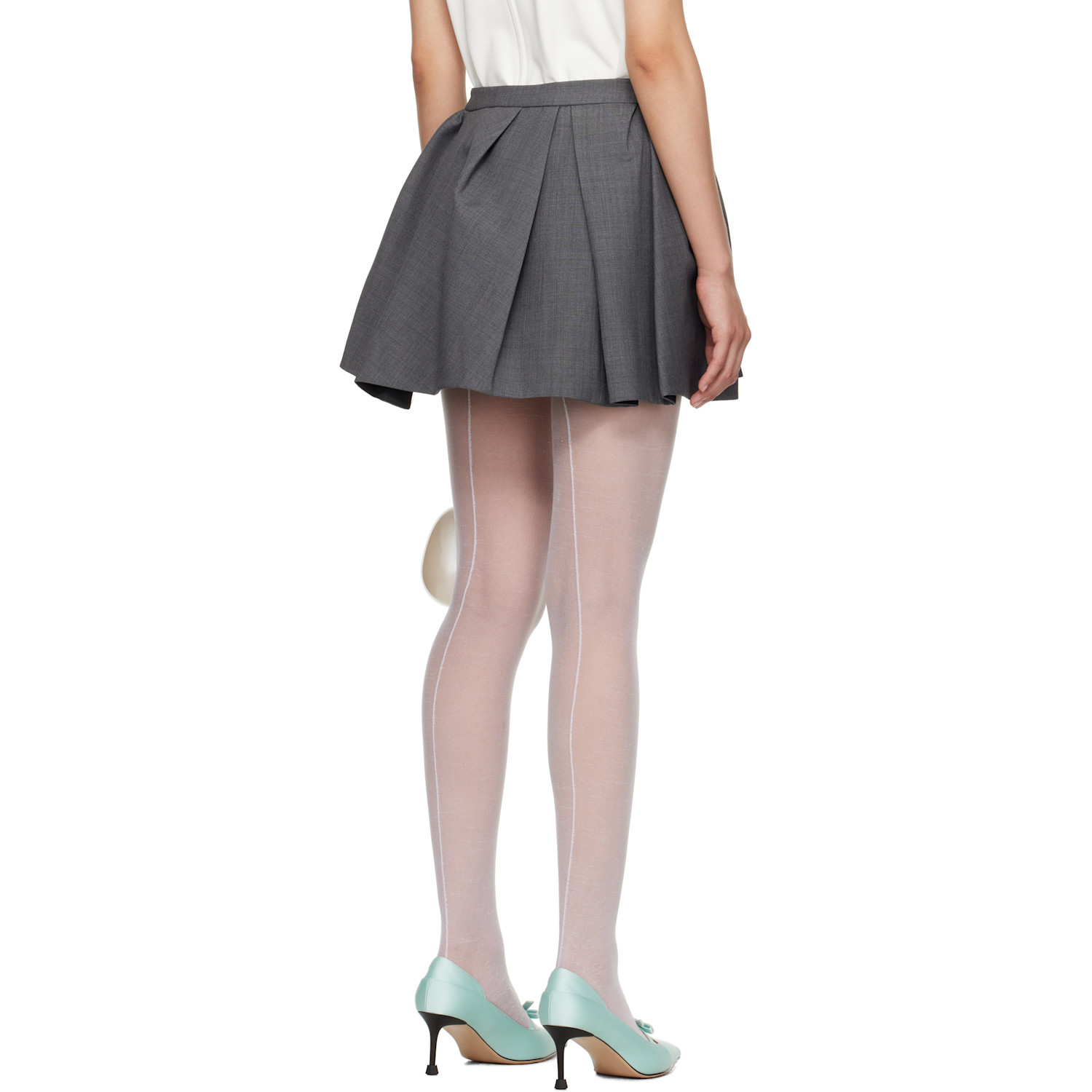 Shushu/tong Gray Irregular Pleated Miniskirt 