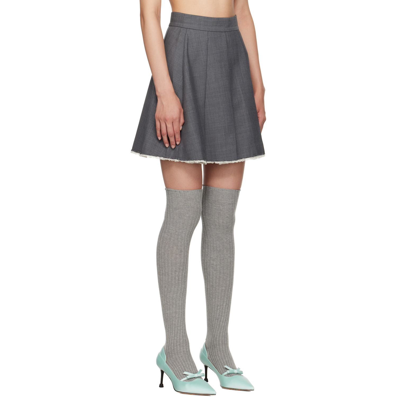  Shushu/tong Ssense Exclusive Gray Pleated Raw Hem Miniskirt 
